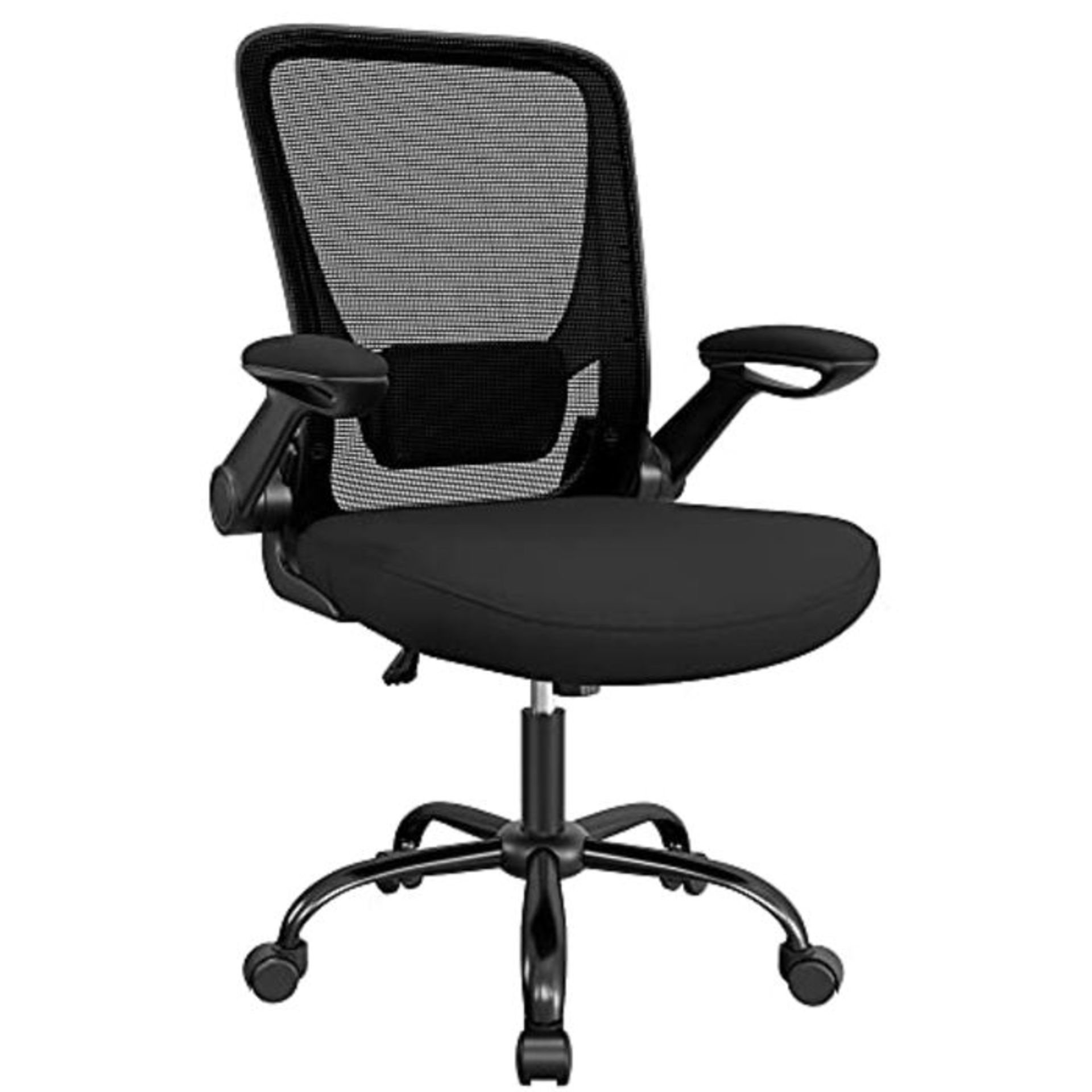 RRP £52.00 SONGMICS Office Chair with Folding Armrests, Mesh Desk Chair, Ergonomic Computer Chair