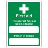 VSafety Box Situated/Person In Charge Sign - Portrait - 150mm x 200mm - Self Adhesive