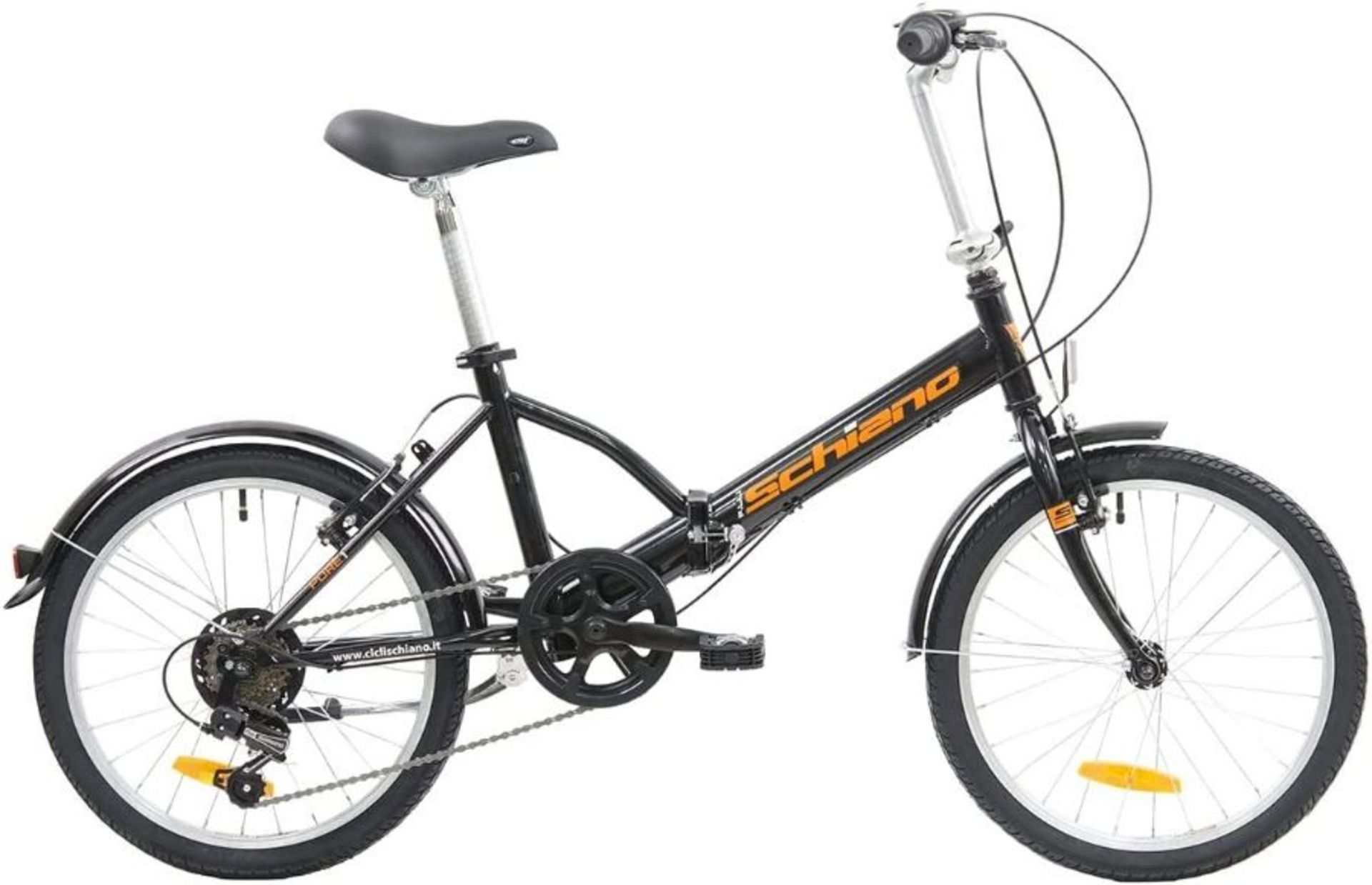 RRP £187.00 [INCOMPLETE] F.lli Schiano Pure Foldable Bike, Black-Orange, 20''