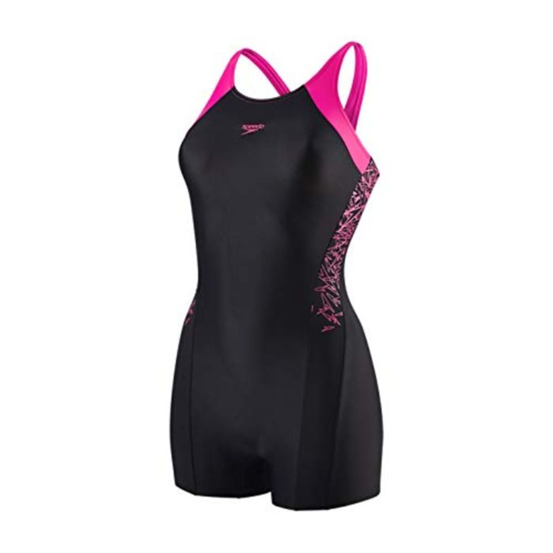 Speedo Mädchen Swimwear Boom Splice Legsuit, Black/Electric Pink, 140