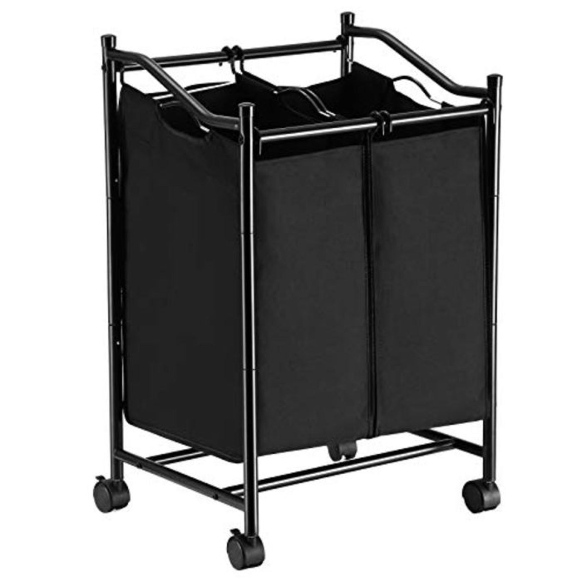 [CRACKED] SONGMICS 2 Rolling Sorter, Laundry Basket on Wheels, Hamper with Removable B