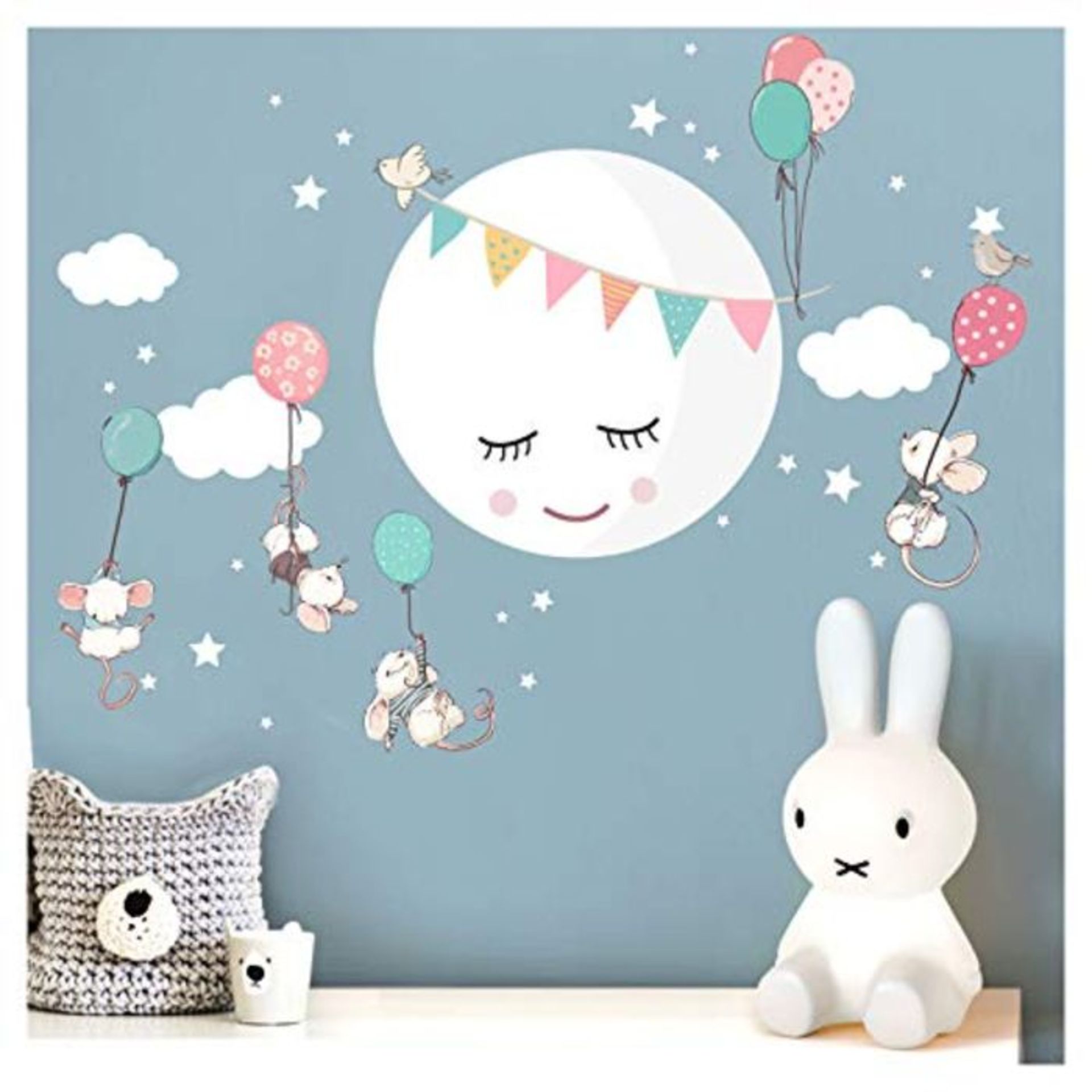 Little Deco Wandsticker Kinderzimmer Mädchen Mond I Wandbild 103 x 73 cm (BxH) I Wand