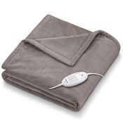 Beurer HD75UK Electric Throw - Grey | Breathable Heated Throw for Sofa and Bed | Ultra