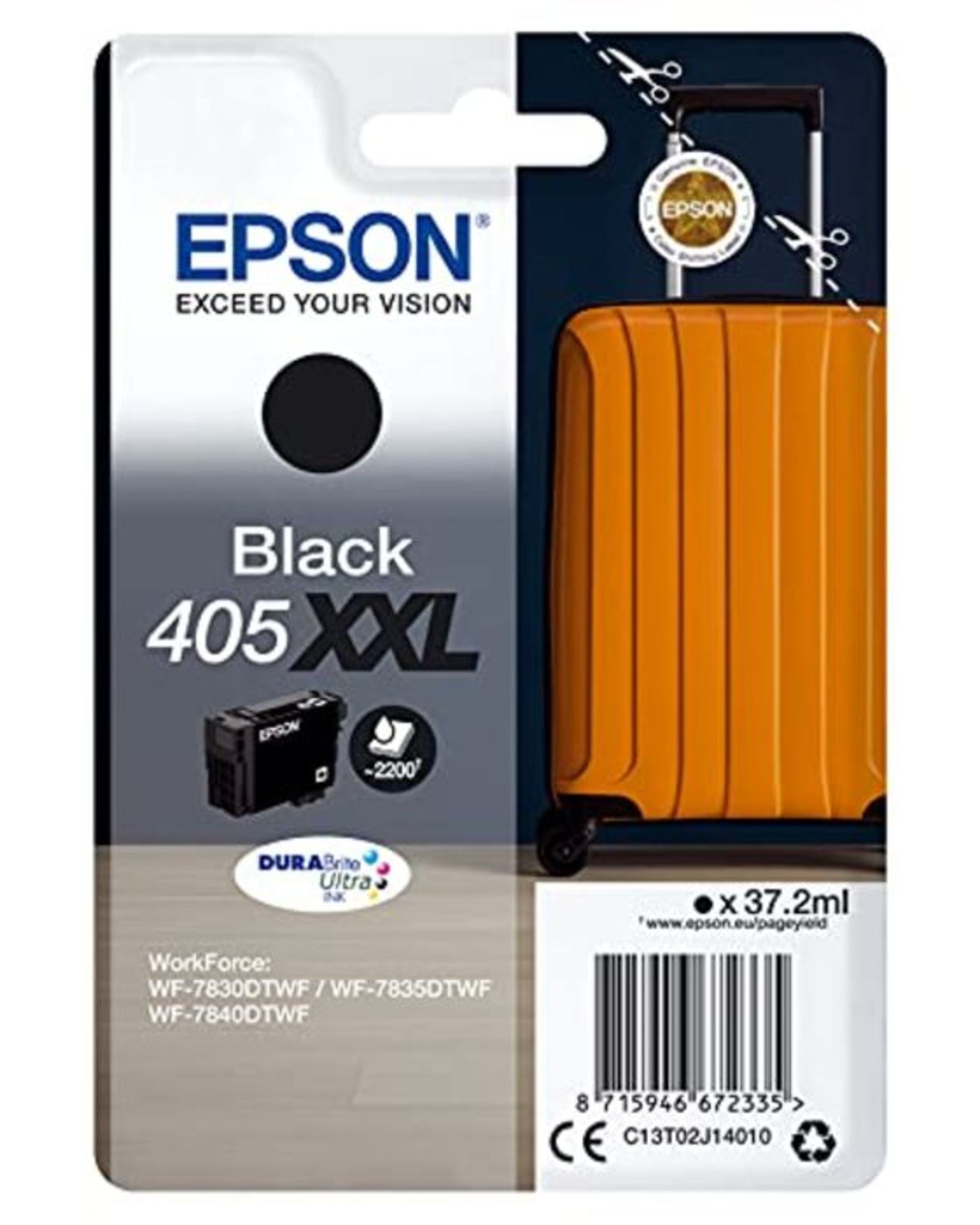 Epson 405XXL Black Suitcase High Yield Genuine, DURABrite Ultra Ink, Amazon Dash Reple