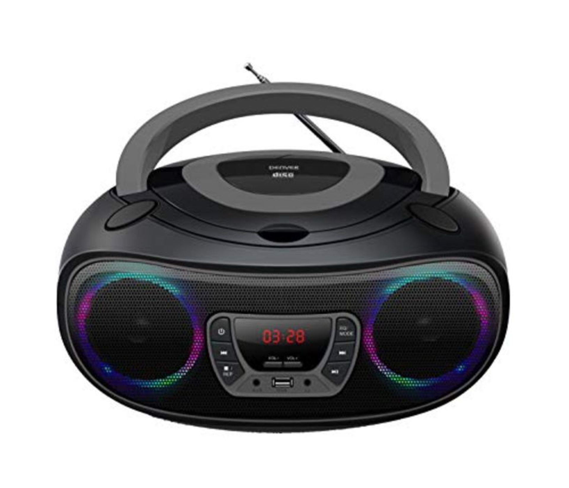 Denver Electronics TCL-212BT - CD Player (4 W, FM, external, portable CD player, black