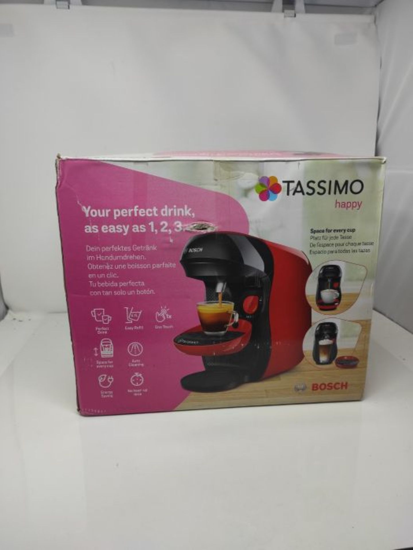 Bosch TAS1003 Freestanding Fully-auto Pod coffee machine 0.7L Black, Red coffee maker - Image 2 of 3