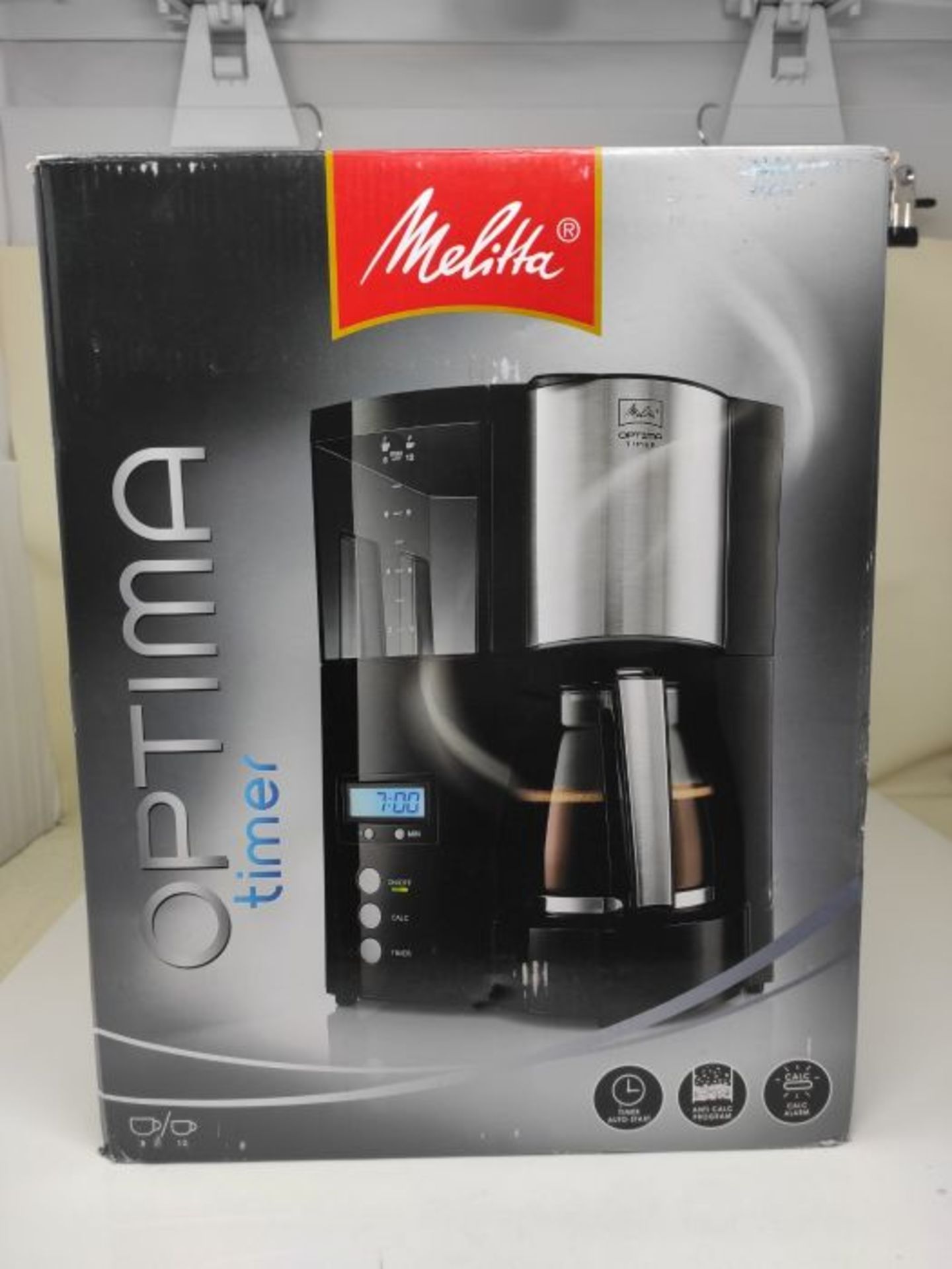 RRP £53.00 Melitta Filter Coffee Maker with Glass Pourer, Hot Hold and Timer Function, Optima Tim - Image 2 of 3