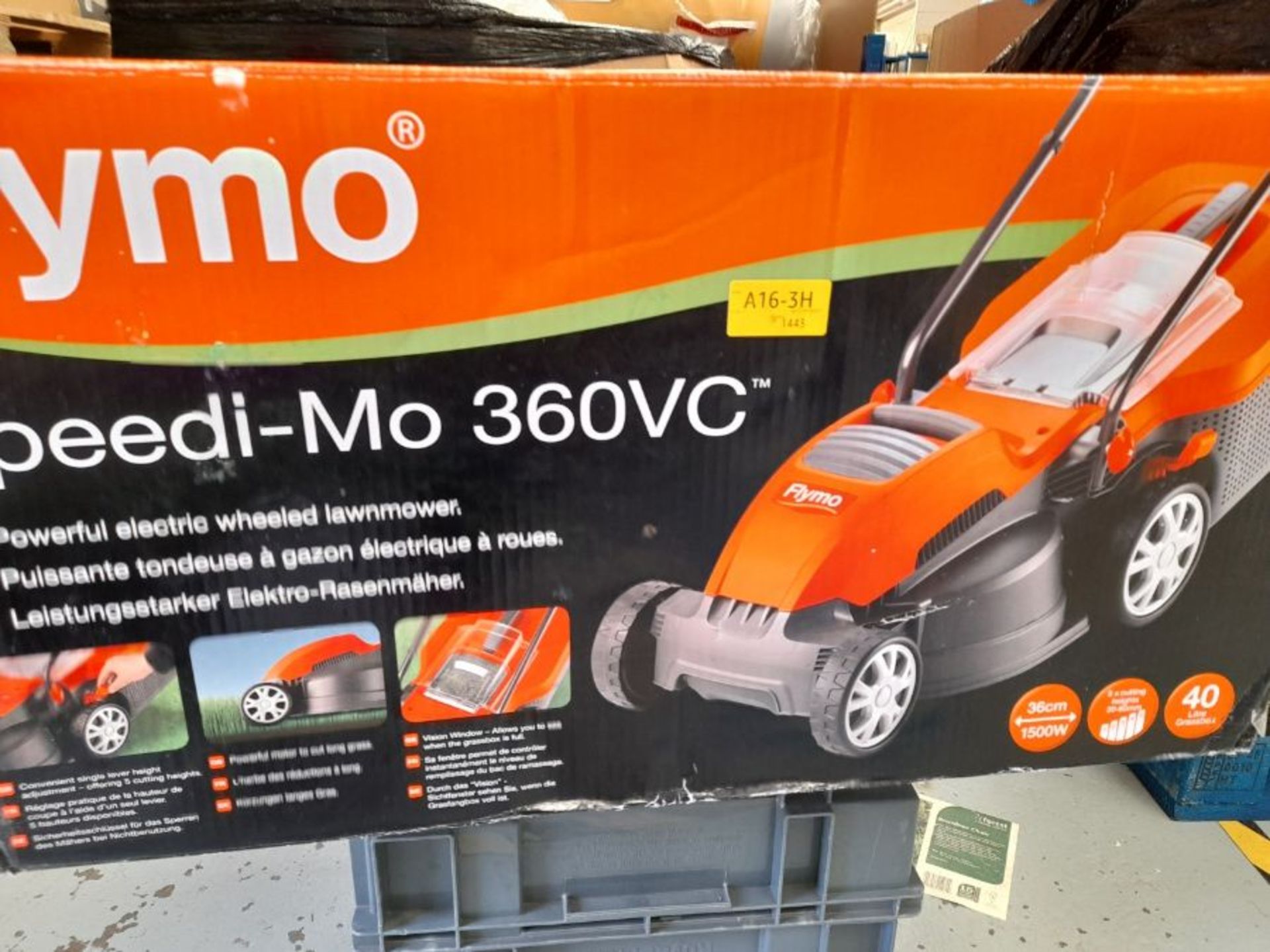 RRP £110.00 Flymo Speedi-Mo 360VC Electric Rotary Lawn Mower, 1500W, 36cm Cutting Width, 40 L Gras - Image 2 of 3