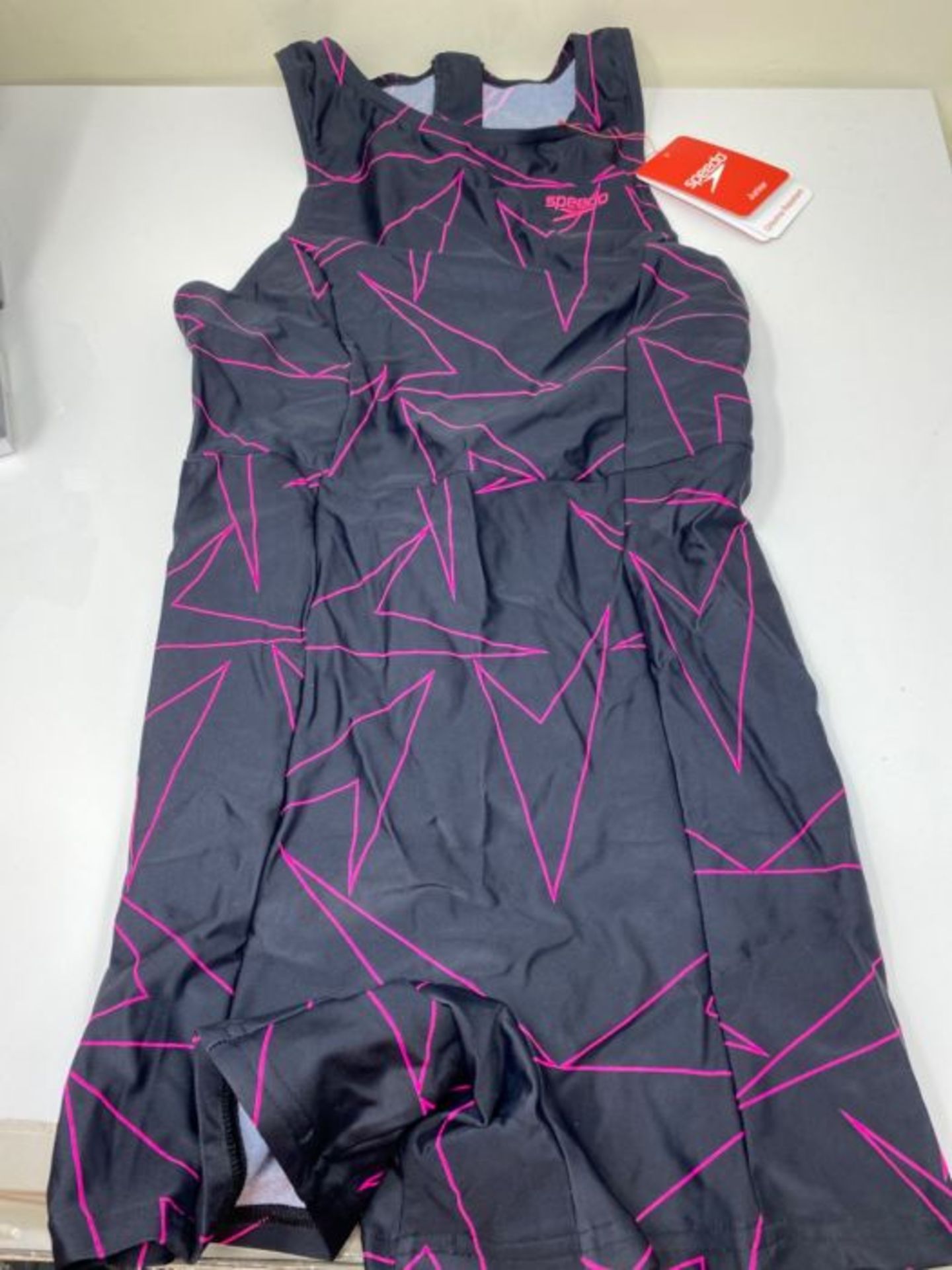 Speedo Girls' Boomstar Allover Legsuit, Black/Electric Pink, 32 (13-14 YRS) - Image 2 of 2