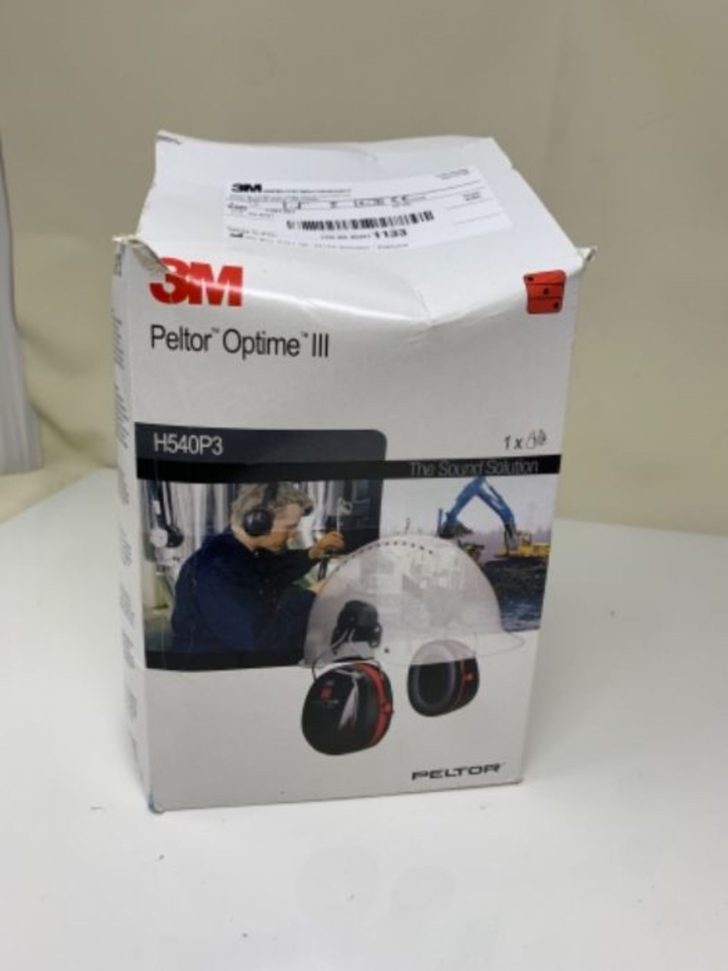 3M PELTOR Optime III Earmuffs, 34 dB, Black/Red, Helmet Mounted, H540P3EA-413-SV - Image 2 of 3