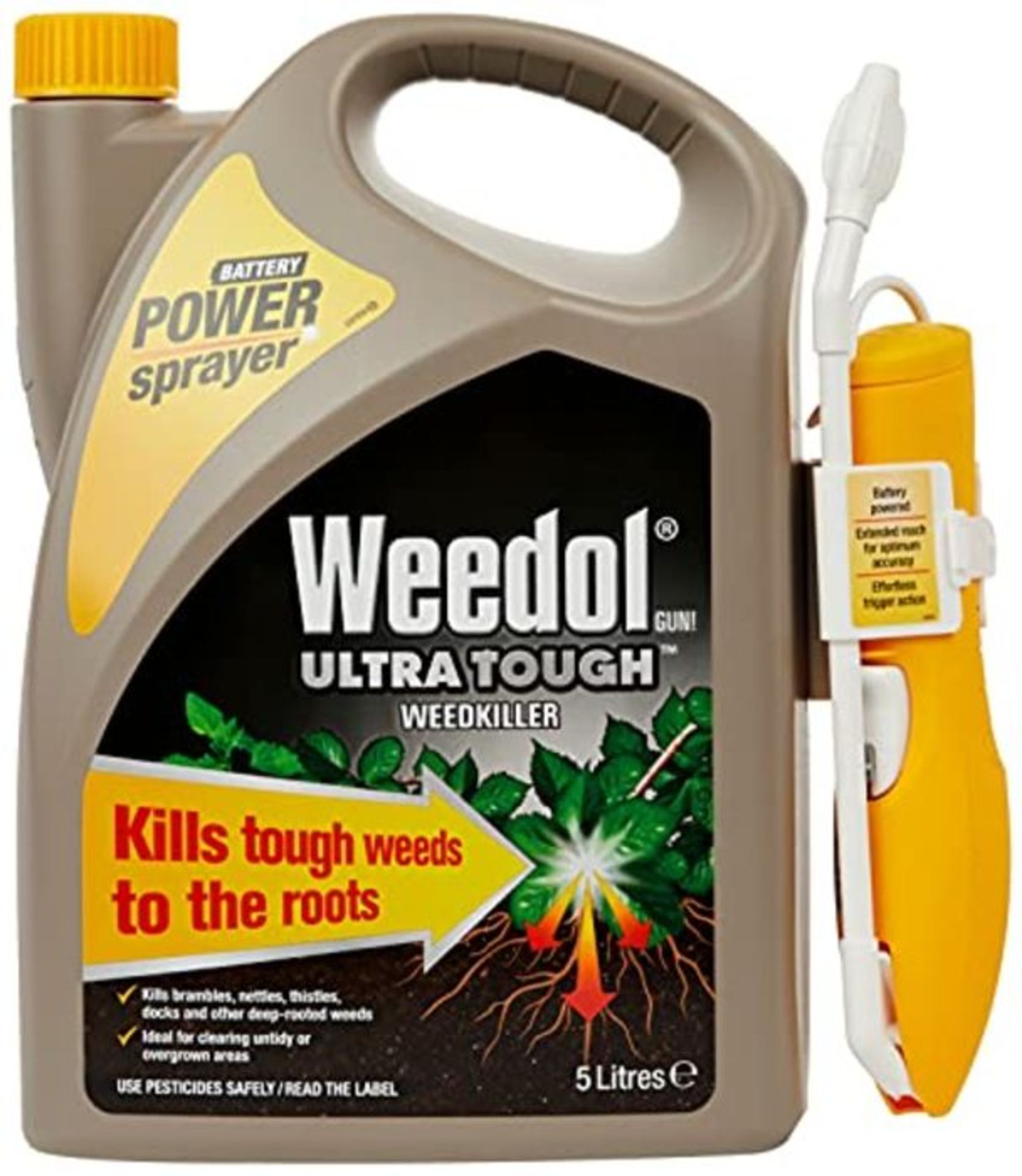 Weedol Ultra Tough Weedkiller, Battery Power Sprayer, 5 Litre, Black