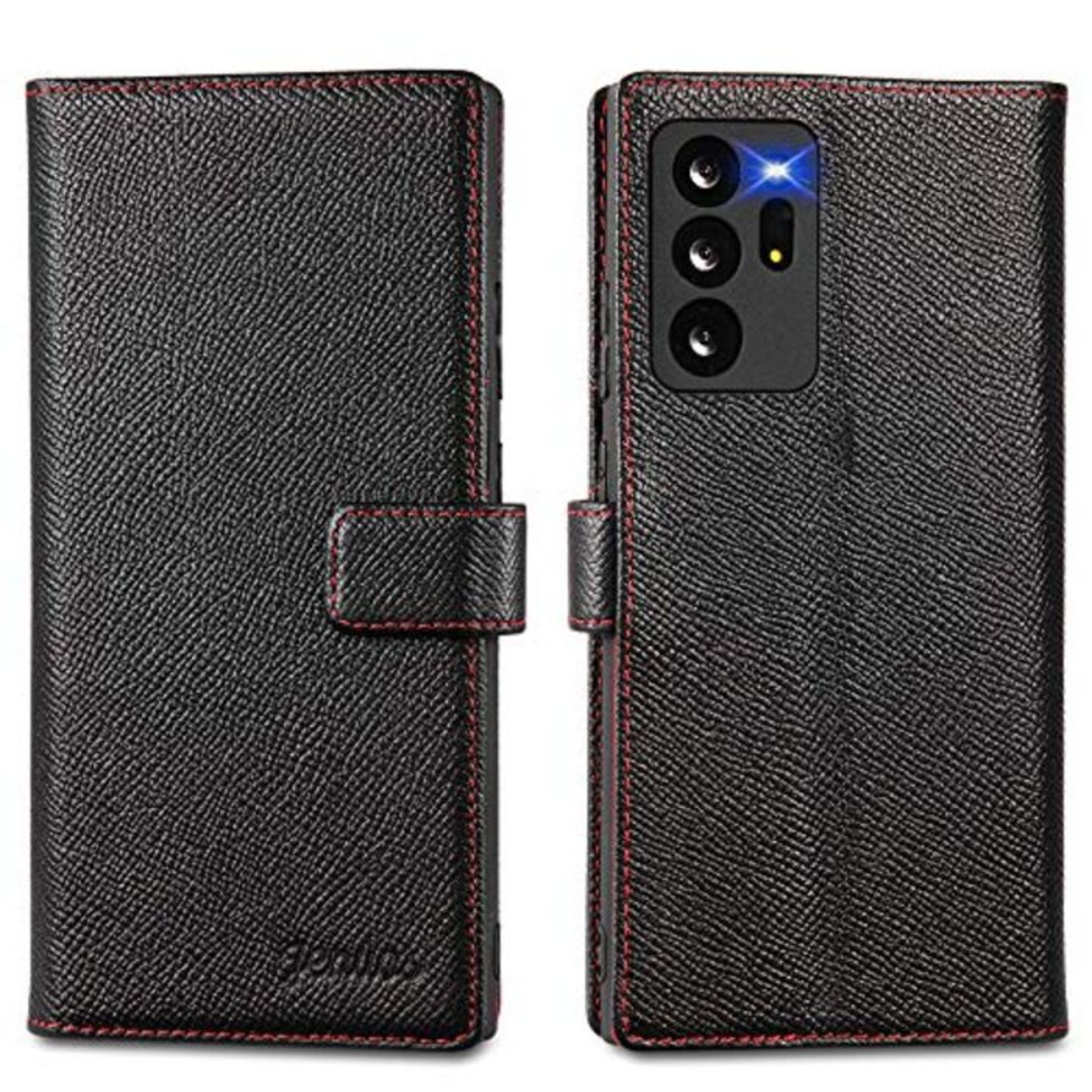 Jenuos Samsung Galaxy Note 20 Ultra/Note 20 Ultra 5G Case, Genuine Leather Flip Wallet