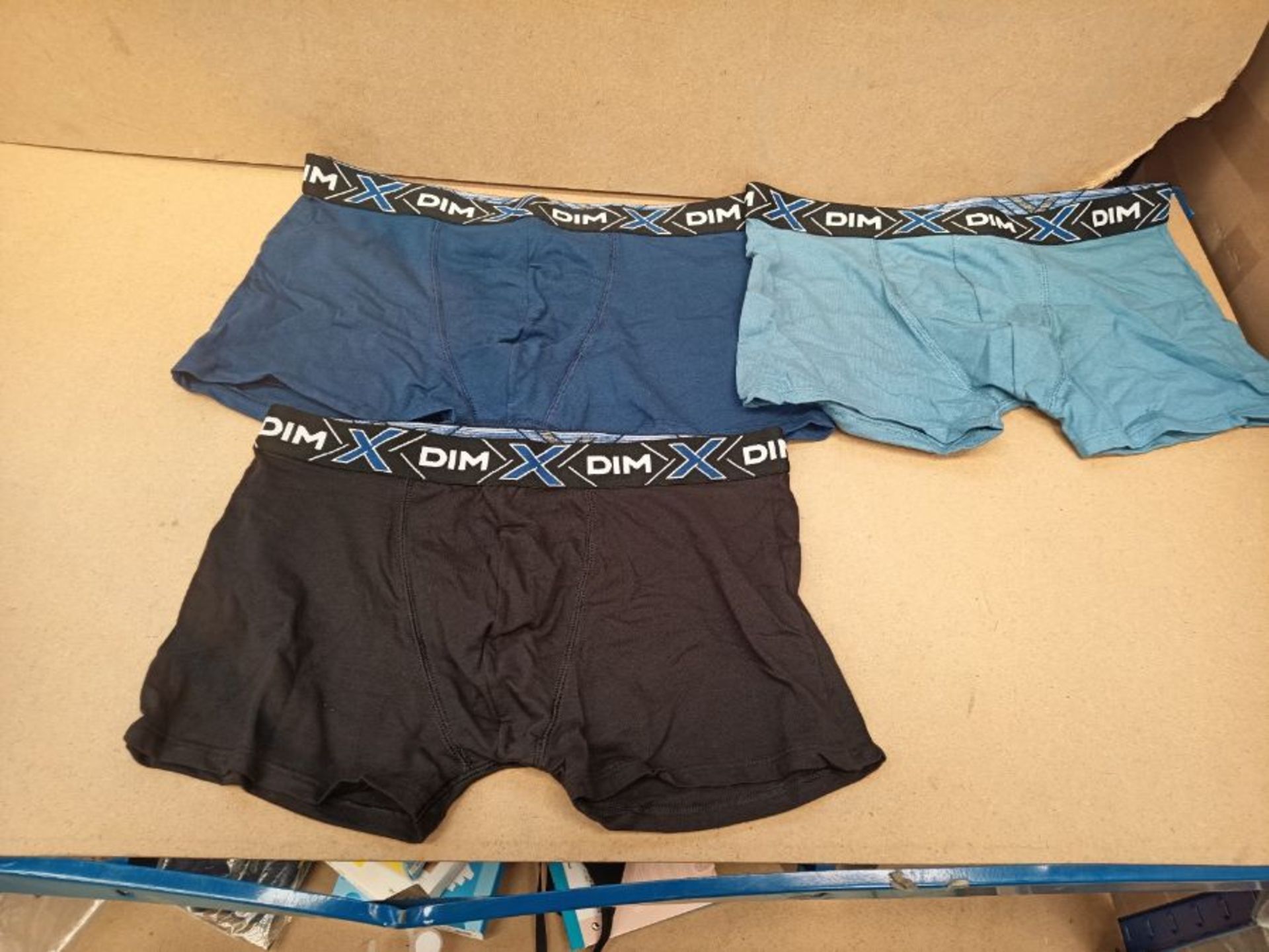 DIM Men's Boxer Clasic Cotton Stretch x 3 Shorts, Multicolour (Vert Palme/Bleu Orage/B - Image 3 of 3