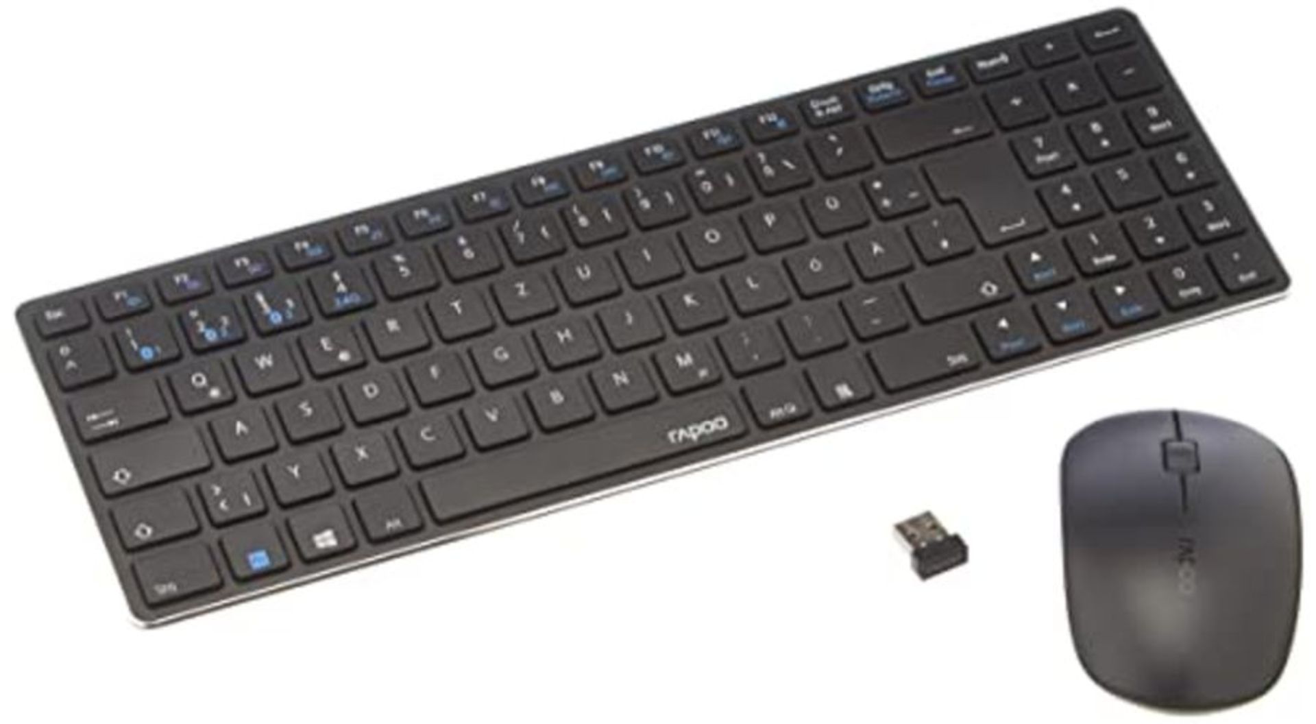 Rapoo 9300M kabelloses ultraschlankes Deskset, Tastatur und Maus, Multi-Mode (Bluetoot