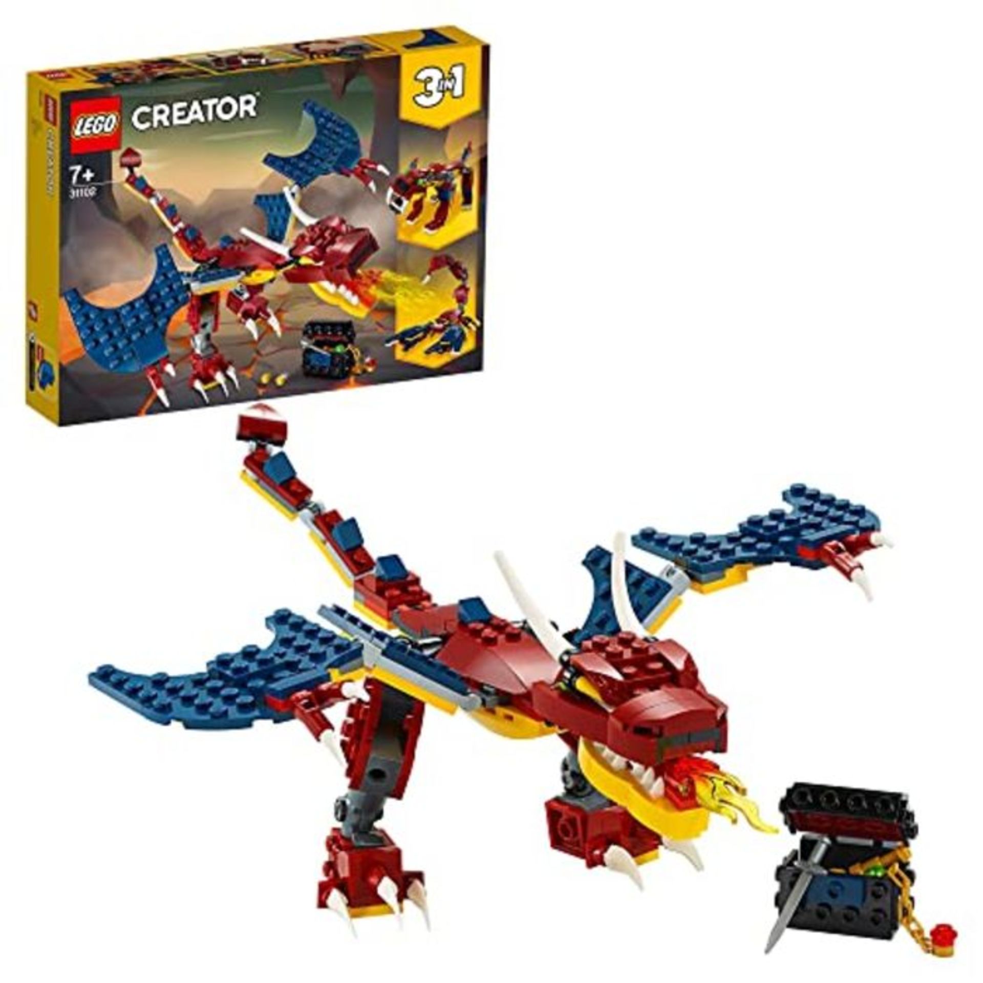 LEGO 31102 Creator 3in1 Fire Dragon - Tiger - Scorpion Building Set, Mythical Creature