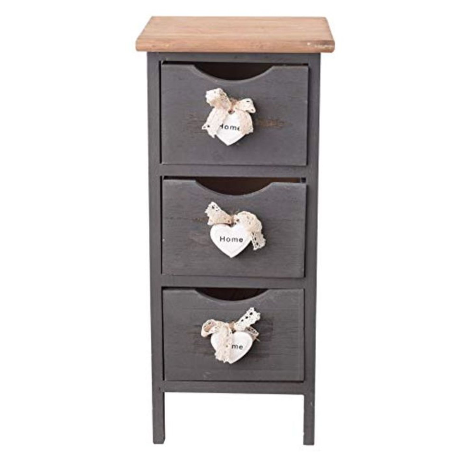 Rebecca Mobili Cabinet Bedside Furniture 3 Drawers Grey Wood Shabby chic Vintage Frenc