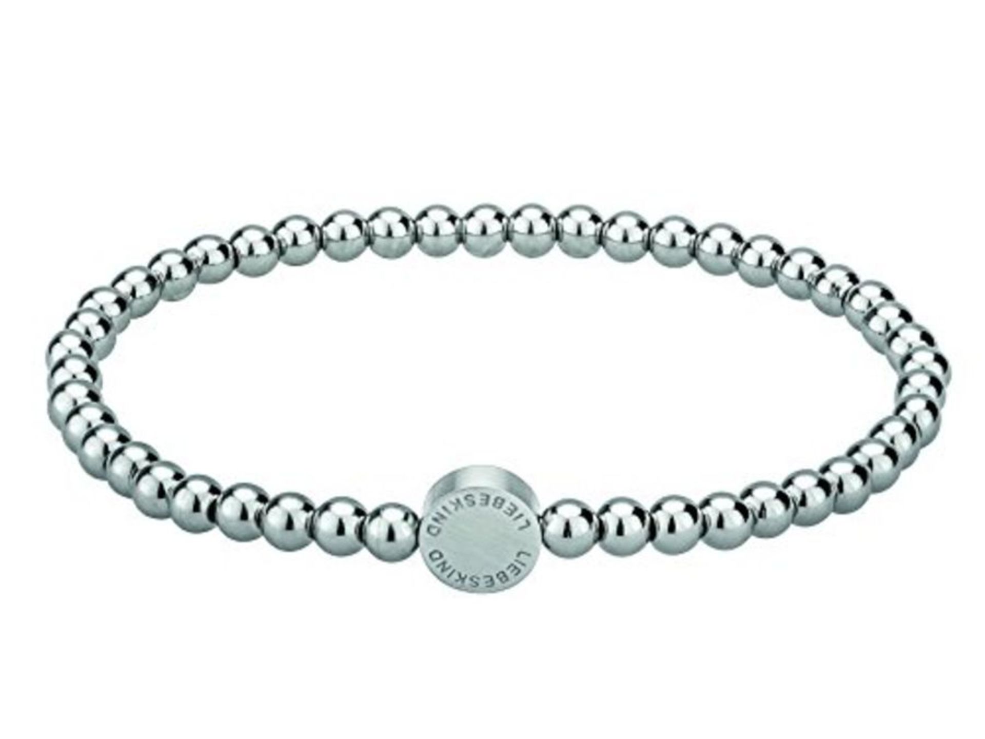 LIEBESKIND BERLIN Beads 6 mm with logo tag in stainless steel 17 cm silver