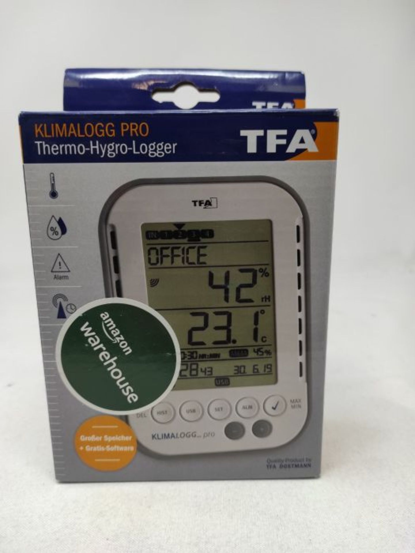 RRP £69.00 TFA Dostmann 30.3039 IT"HygroLoggPro" / Thermo-HygromÃ¨tre digital professionnel ave - Image 2 of 3