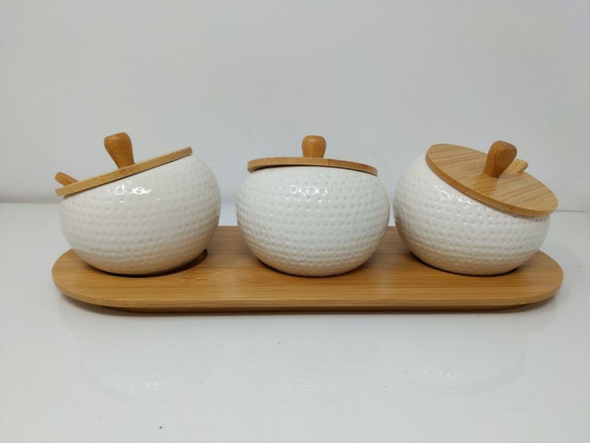 Relaxdays Jiao Jars Made of Ceramics with Bamboo Lid and Holder, Spice Storage Solutio - Image 2 of 2