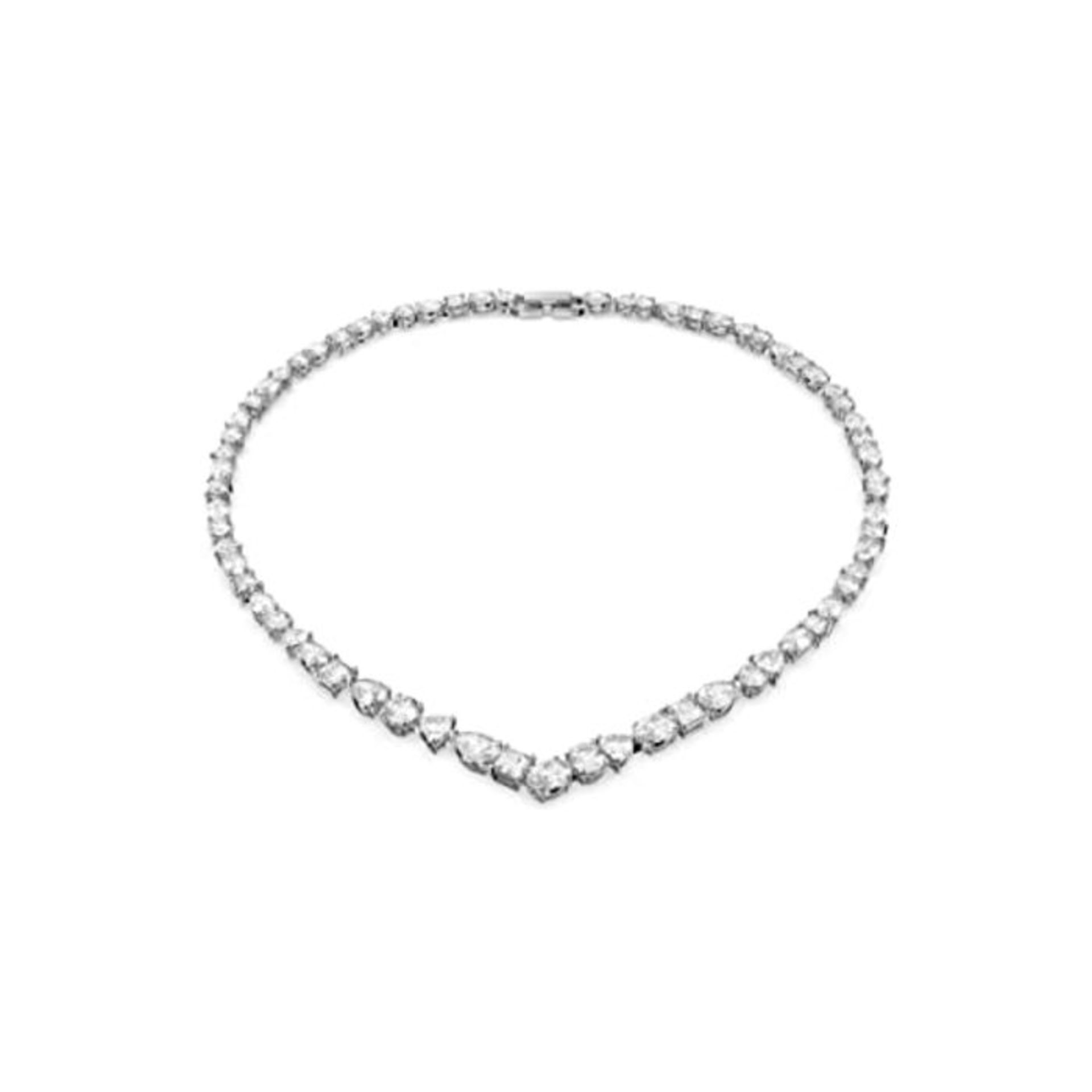 RRP £244.00 Swarovski Women's Tennis Deluxe Necklace Brilliant White Crystal Stones with Rhodium P