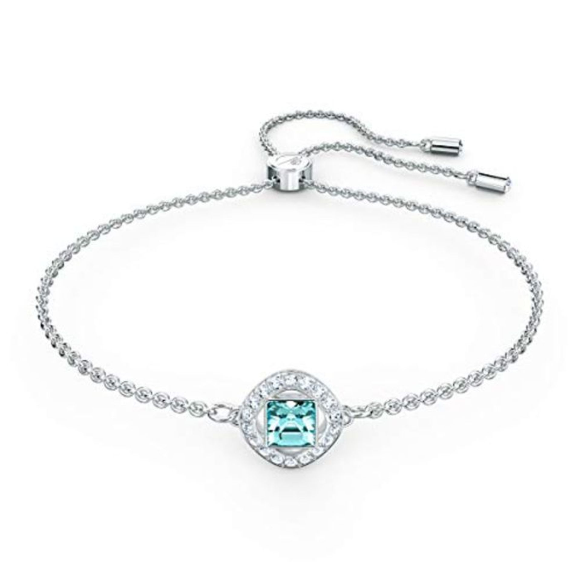 RRP £81.00 Swarovski Bracelet Angelic Square, aiguemarine turquoise, métal rhodié