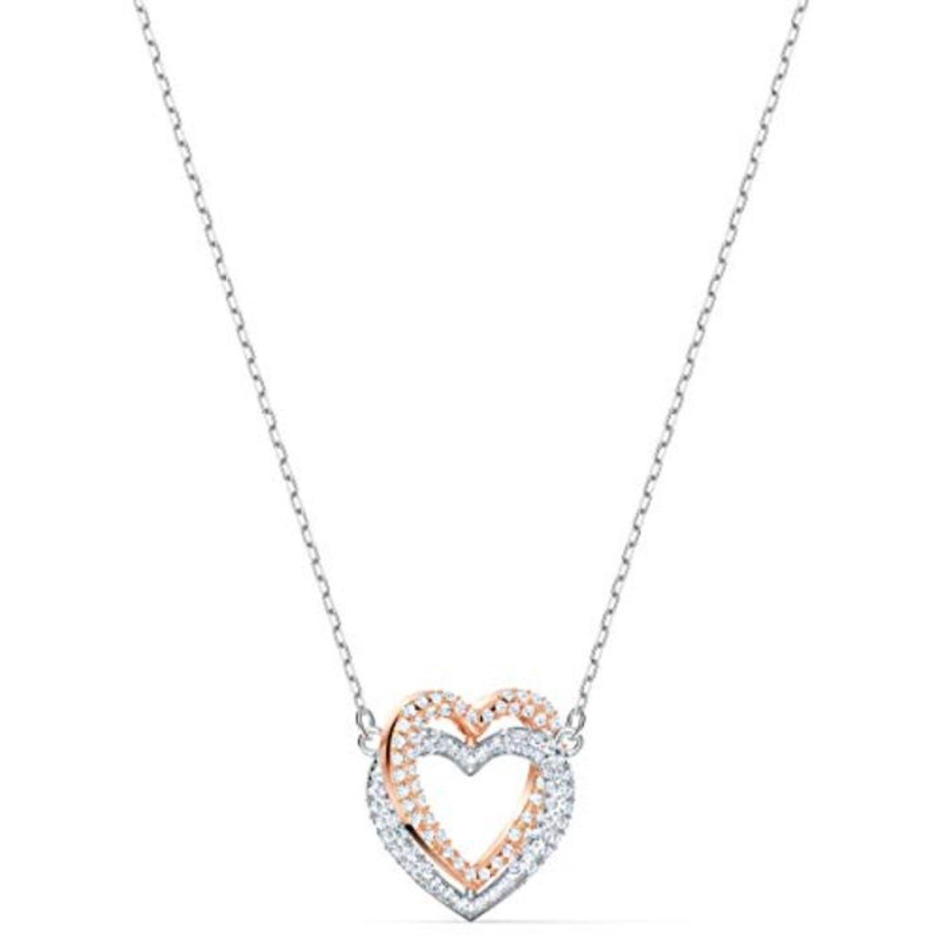 RRP £87.00 Swarovski Infinity Double Heart Halskette, Damenhalskette im Metallmix mit Herzanhäng