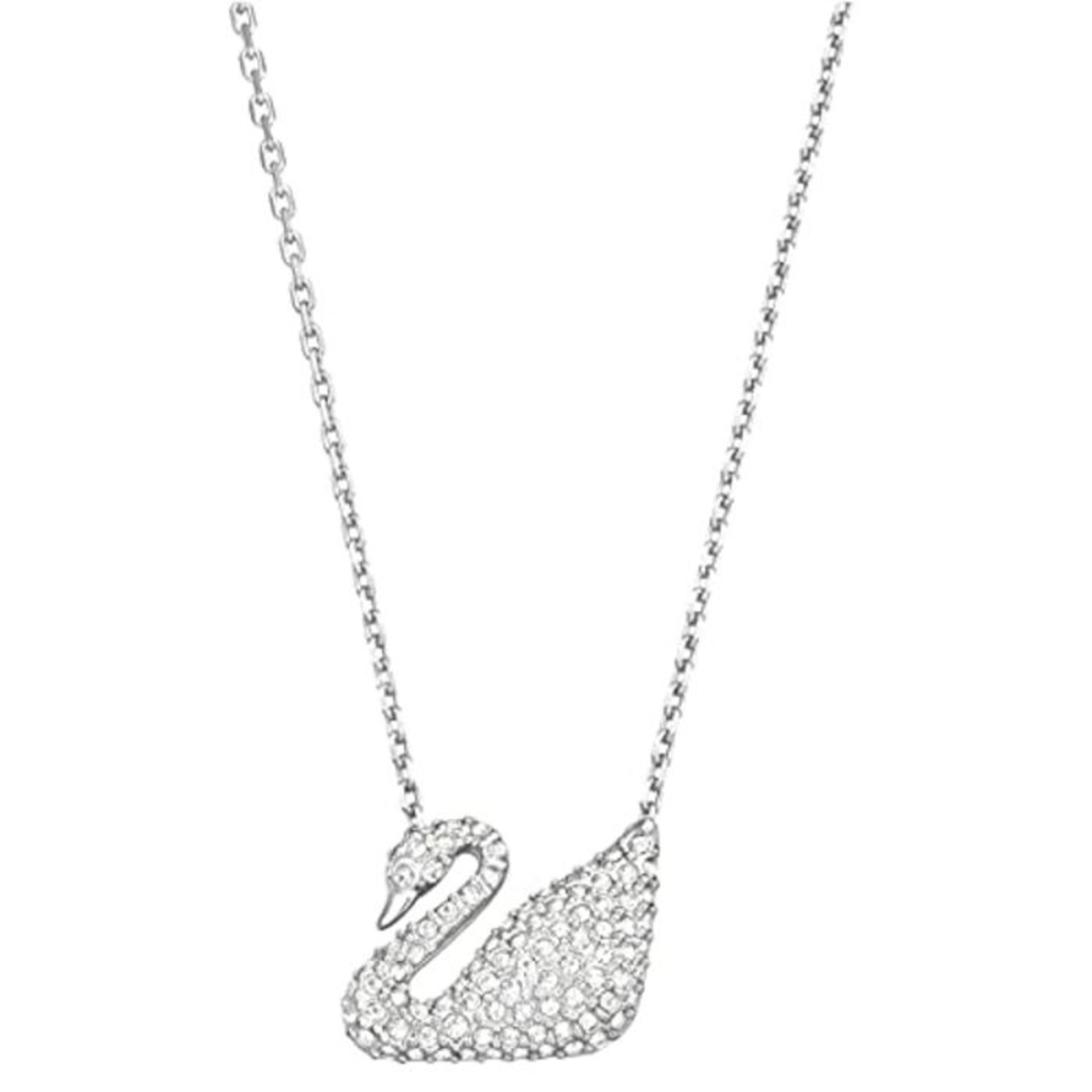 RRP £67.00 Swarovski Swan Halskette, Rhodinierte Damenhalskette mit Weißem Schwan-Anhänger und