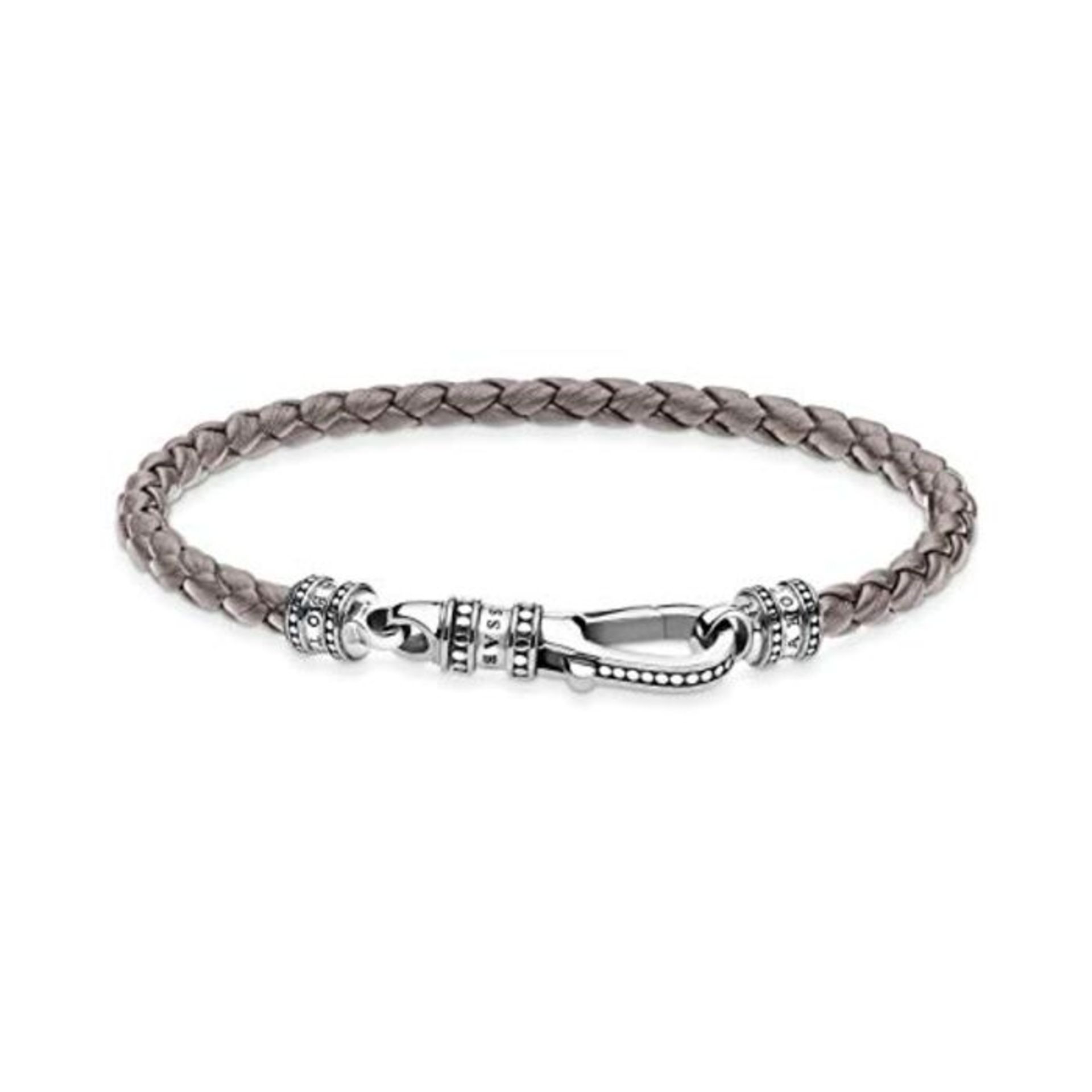 RRP £98.00 THOMAS SABO Unisex Lederarmband grau 925 Sterling Silber geschwärzt Leder A2012-682-5