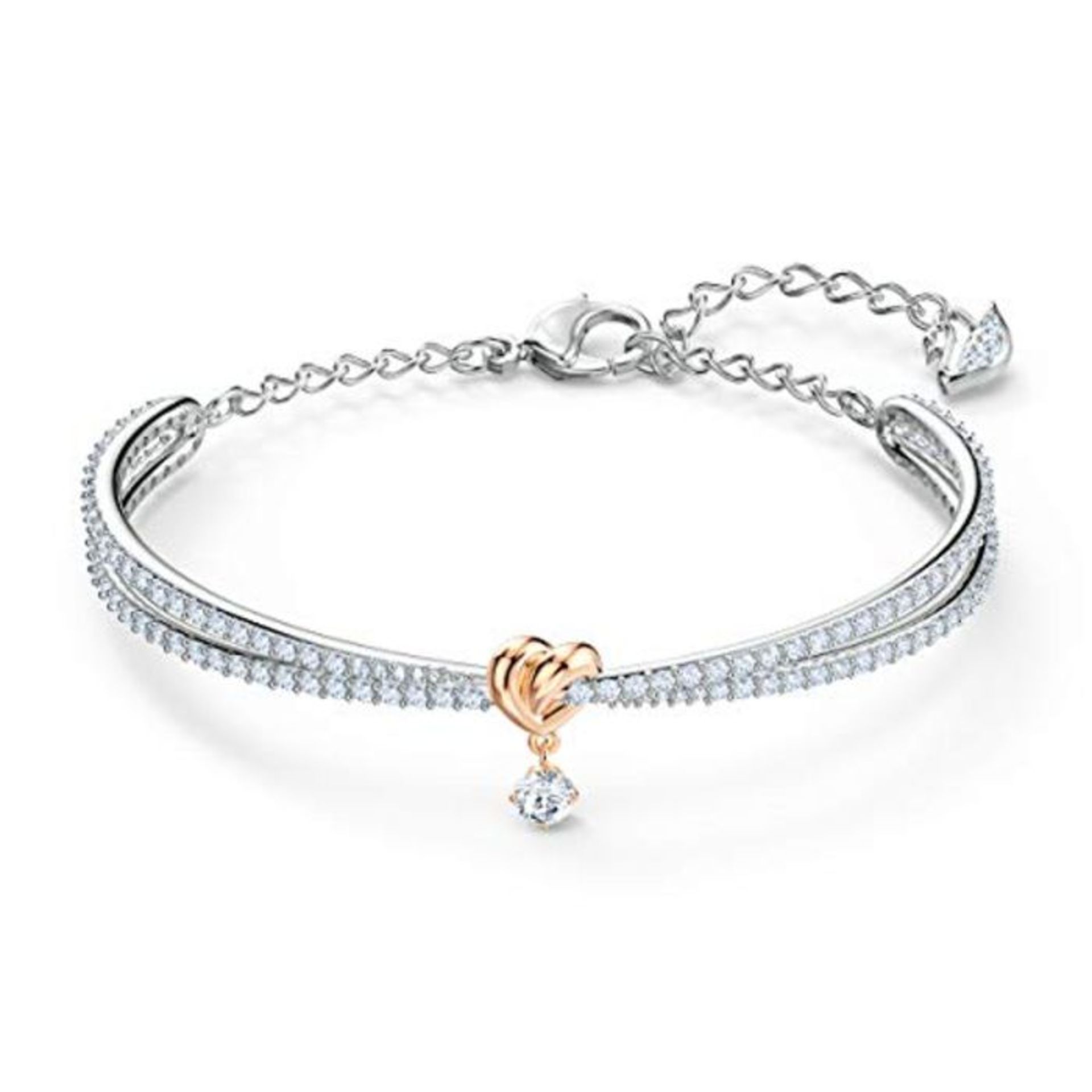 RRP £84.00 [CRACKED] Swarovski Lifelong Heart Armreif, Eleganter Damenarmreif im Metallmix mit Fu