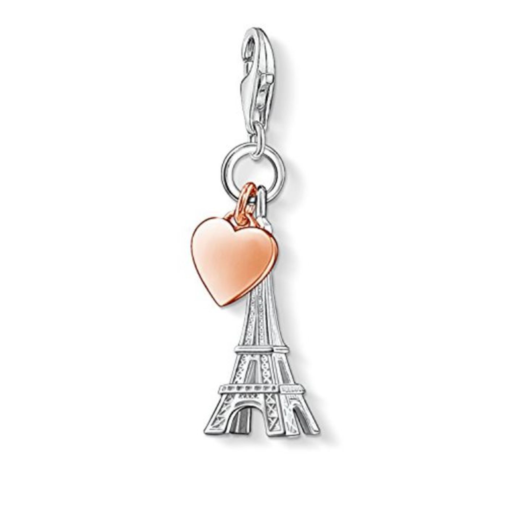 Thomas Sabo Damen Charm-Anhänger Eiffelturm Paris Herz Charm Club 925 Sterling Silber