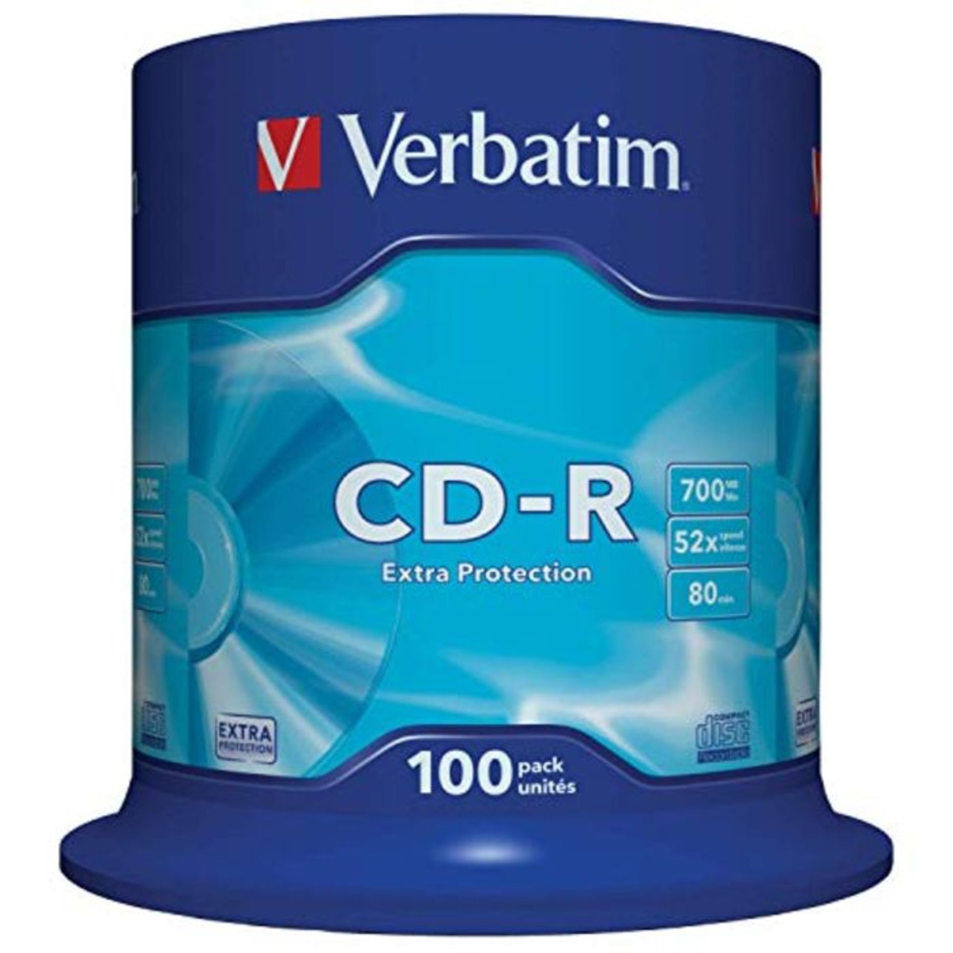 Verbatim 43411 CD-R Extra Protection 700 MB I100erPackSpindelIOberflächeweißICDRohli