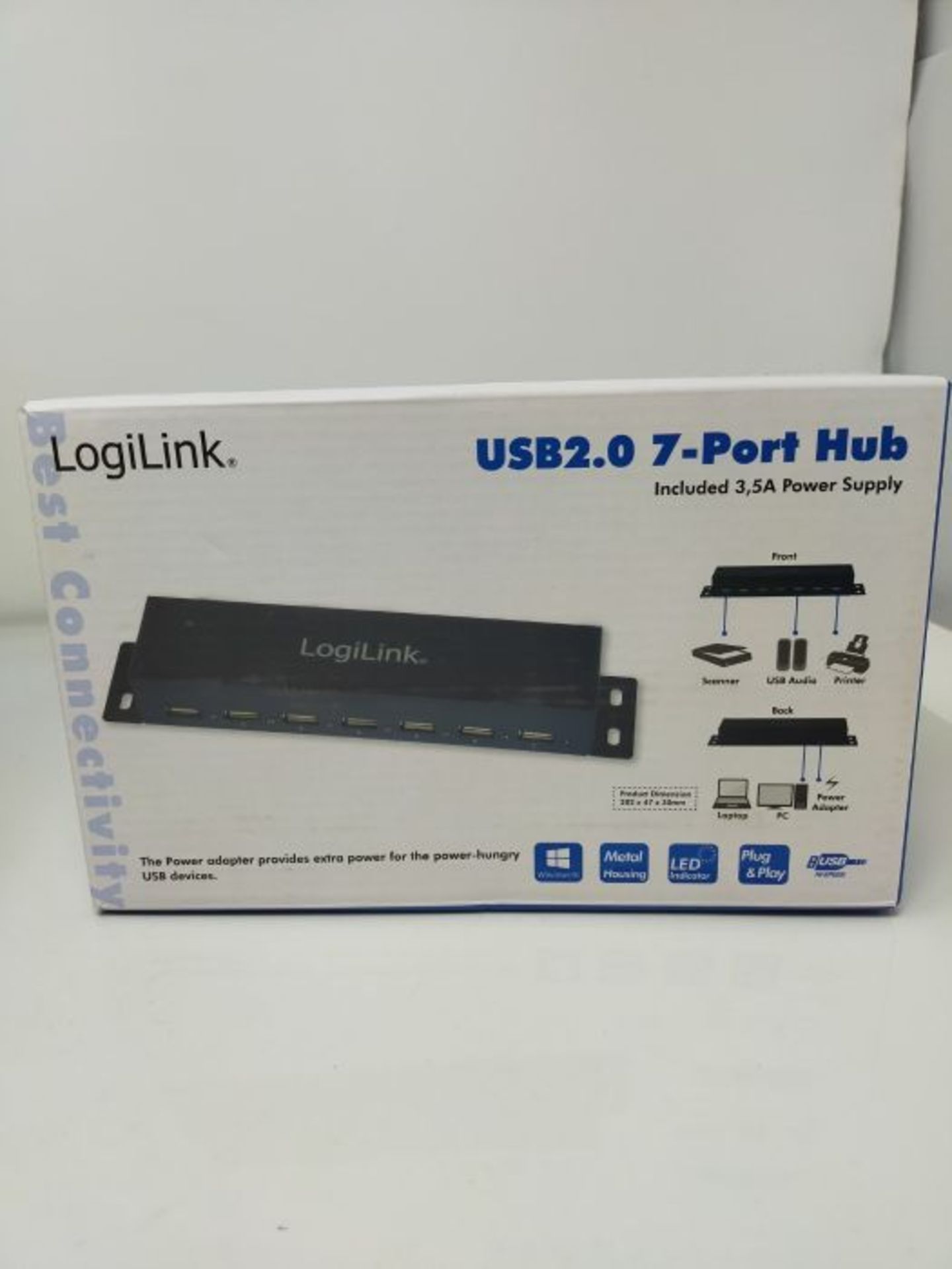 Logilink USB HUB 7-port metal LED meters. PSU - Image 2 of 3