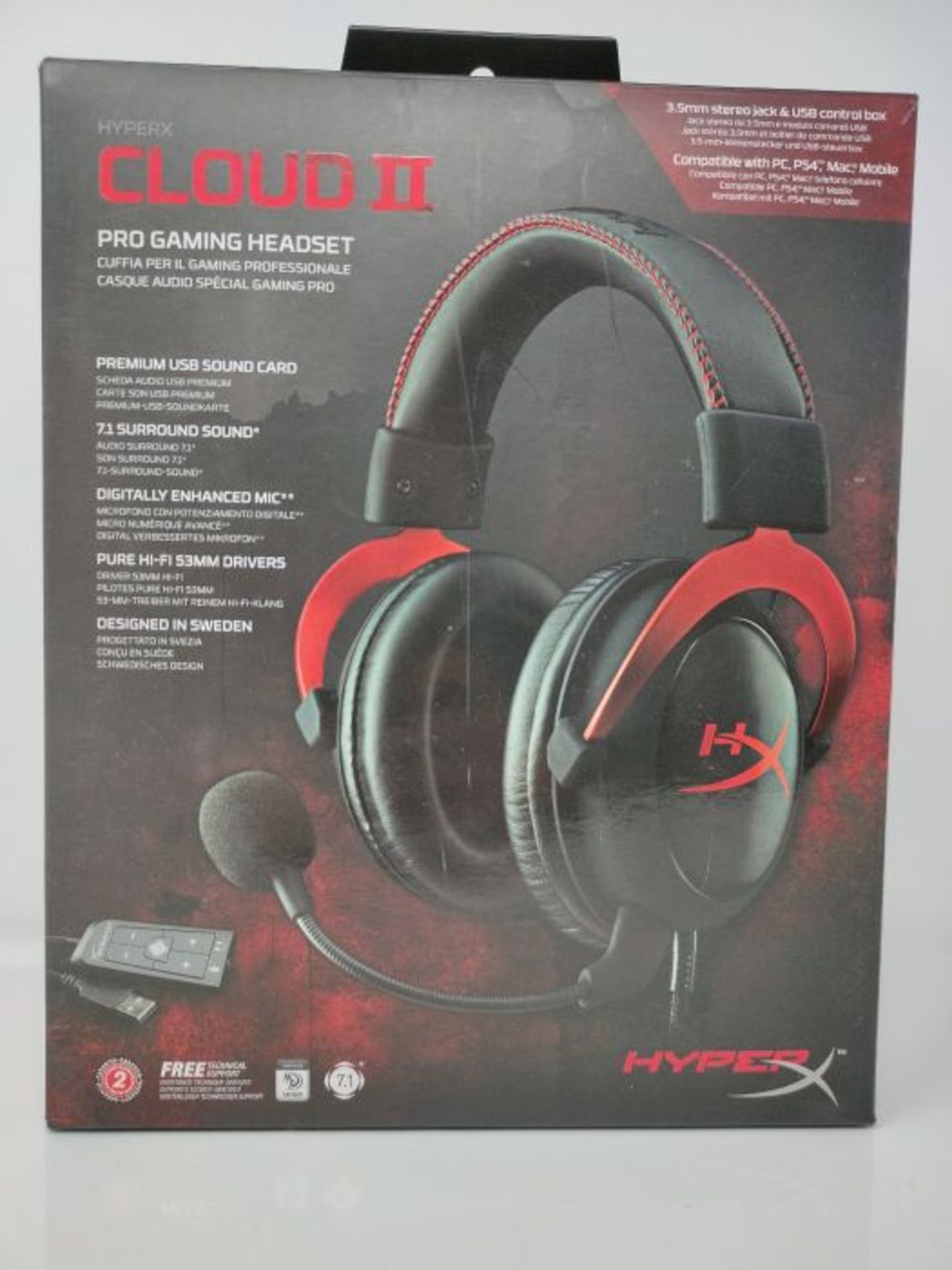 RRP £75.00 HyperX KHX-HSCP-RD Cloud II - Gaming Kopfhörer (für PC/PS4/Mac) rot - Image 2 of 3