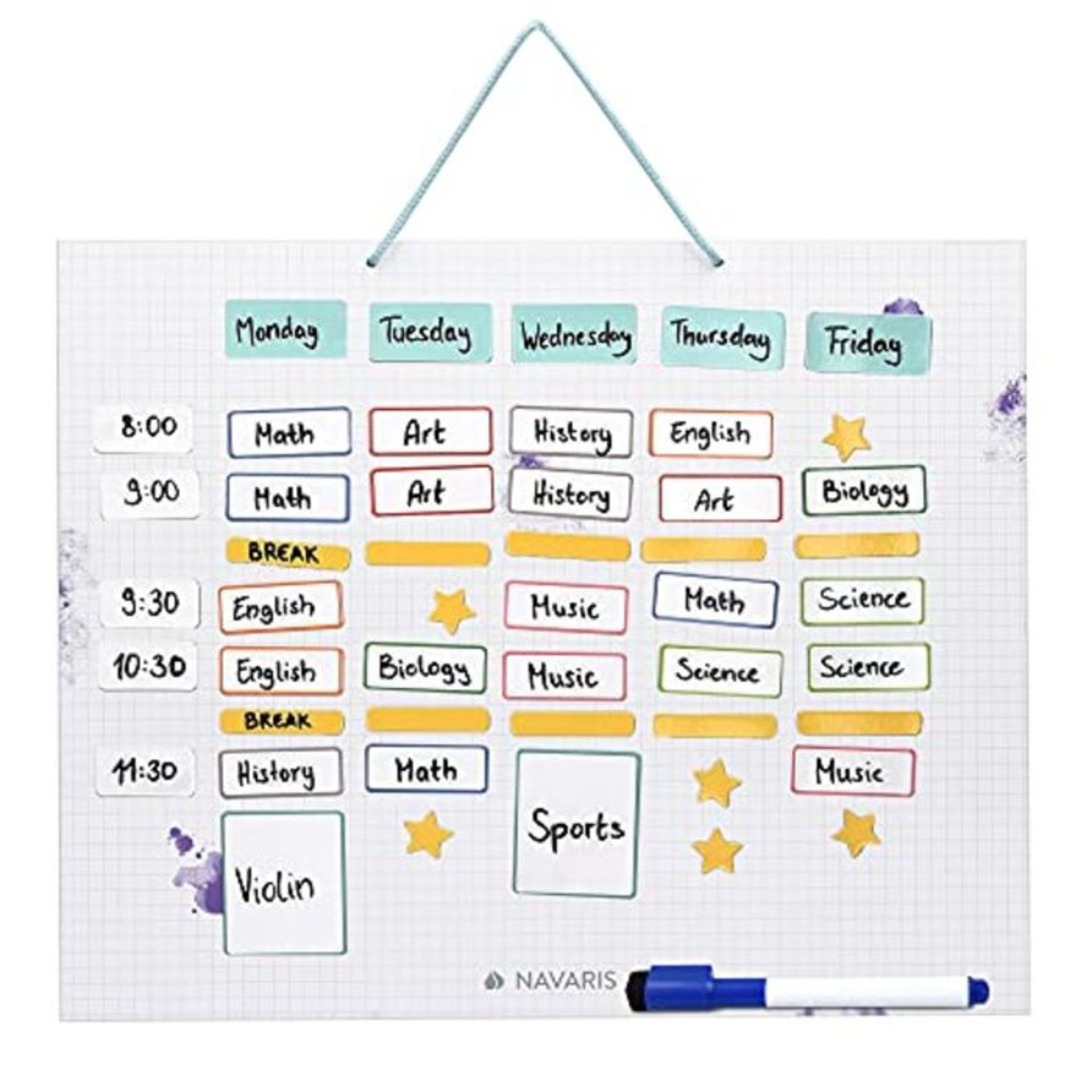 Navaris Magnetic Weekly Planner - Whiteboard Organiser with Magnetic Stickers - Magnet