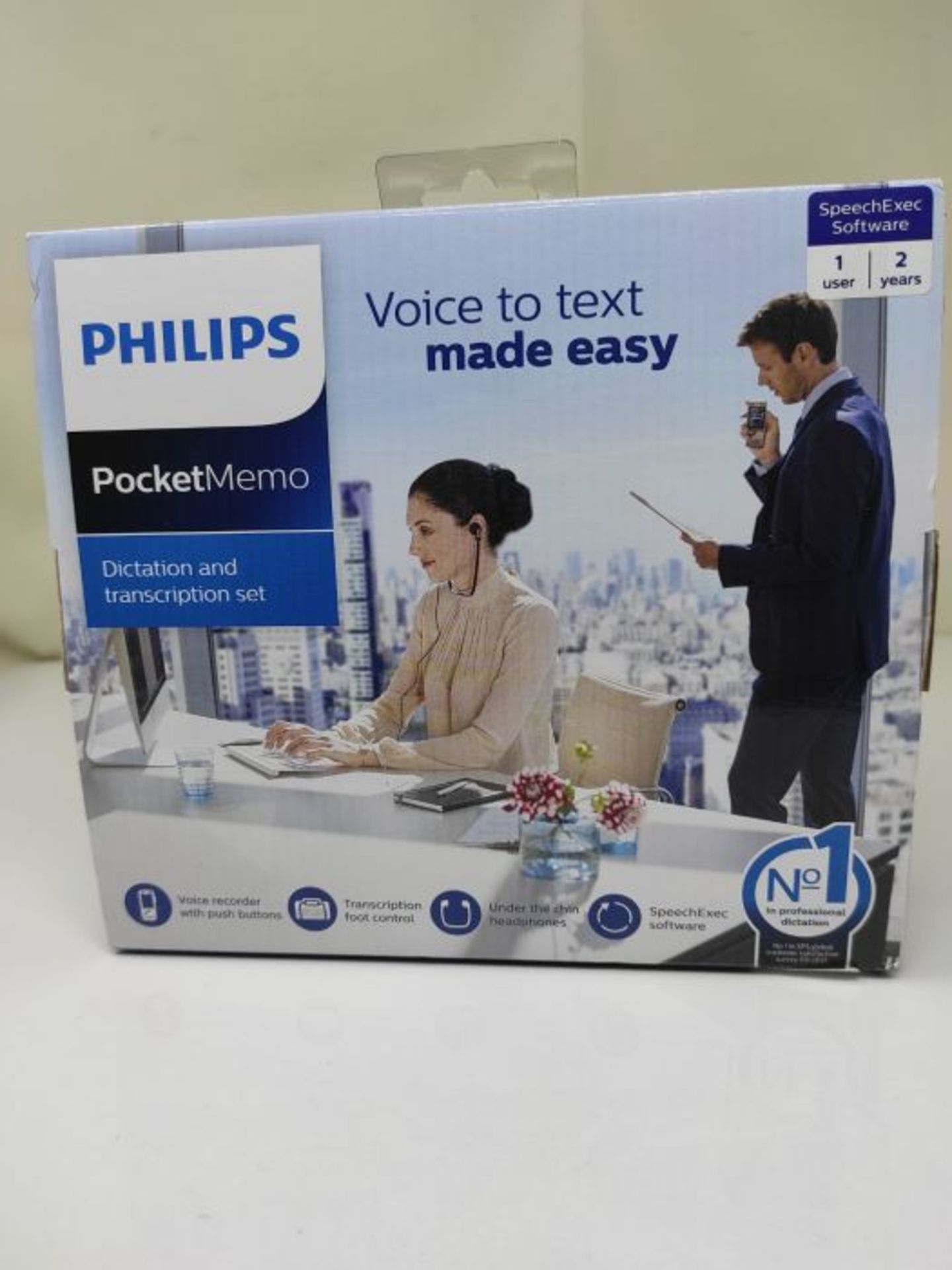 RRP £261.00 Philips DPM6700/03 PocketMemo Dictation & Transcription Set, DPM6000 Dictaphone, Foots - Image 2 of 3