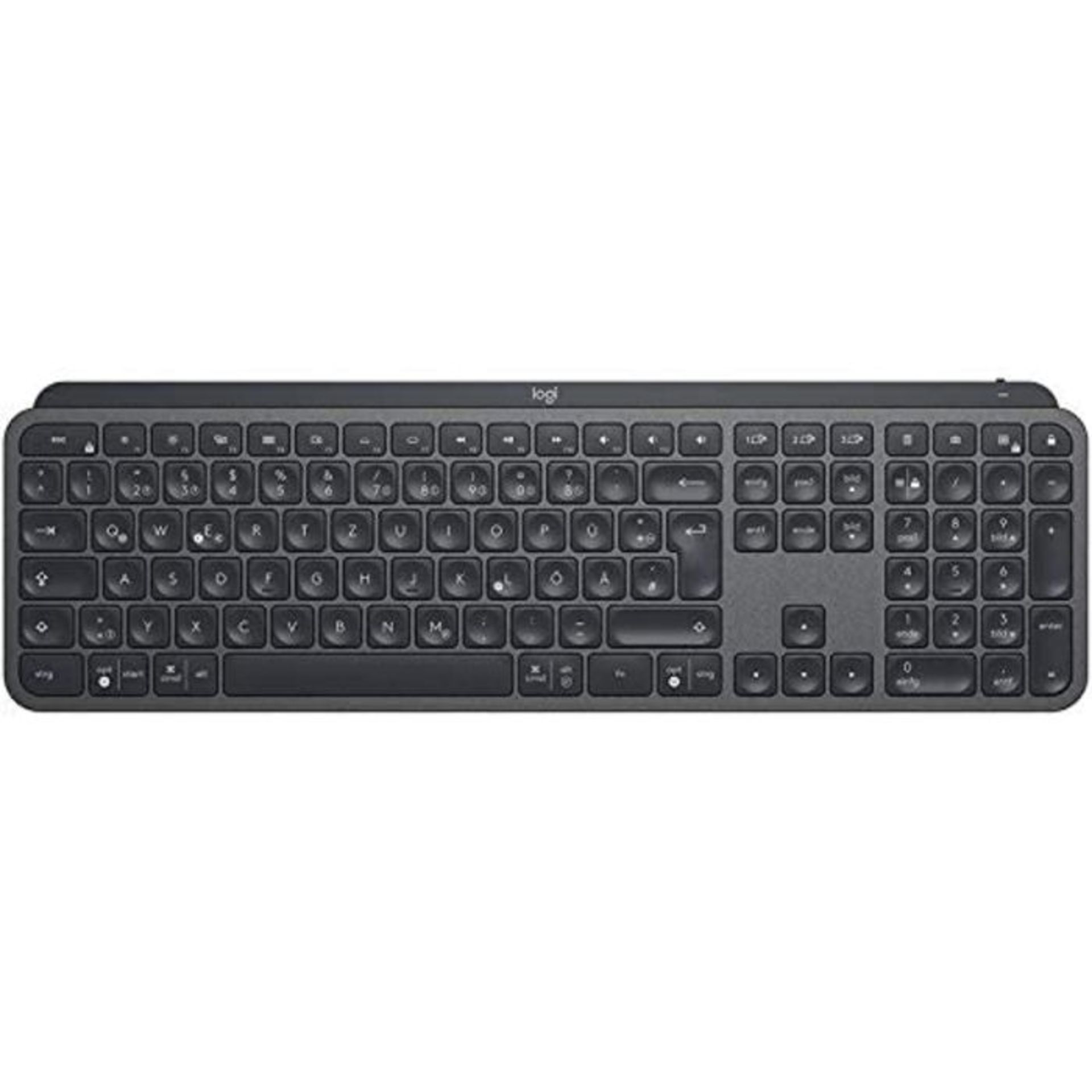 RRP £74.00 Logitech MX Keys Advanced Illuminated Wireless Keyboard, QWERTZ German Layout - Graphi