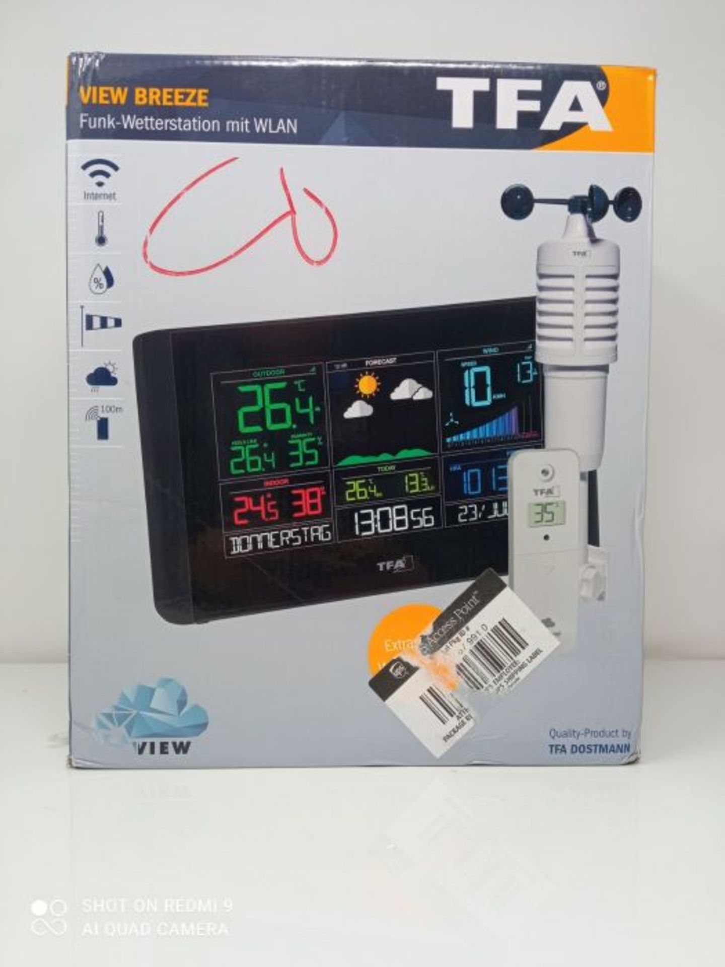 RRP £119.00 TFA Dostmann WLAN Wetterstation Breeze, 35.8001.01, inkl Windmesser, Profi-Wettervorhe - Image 2 of 3