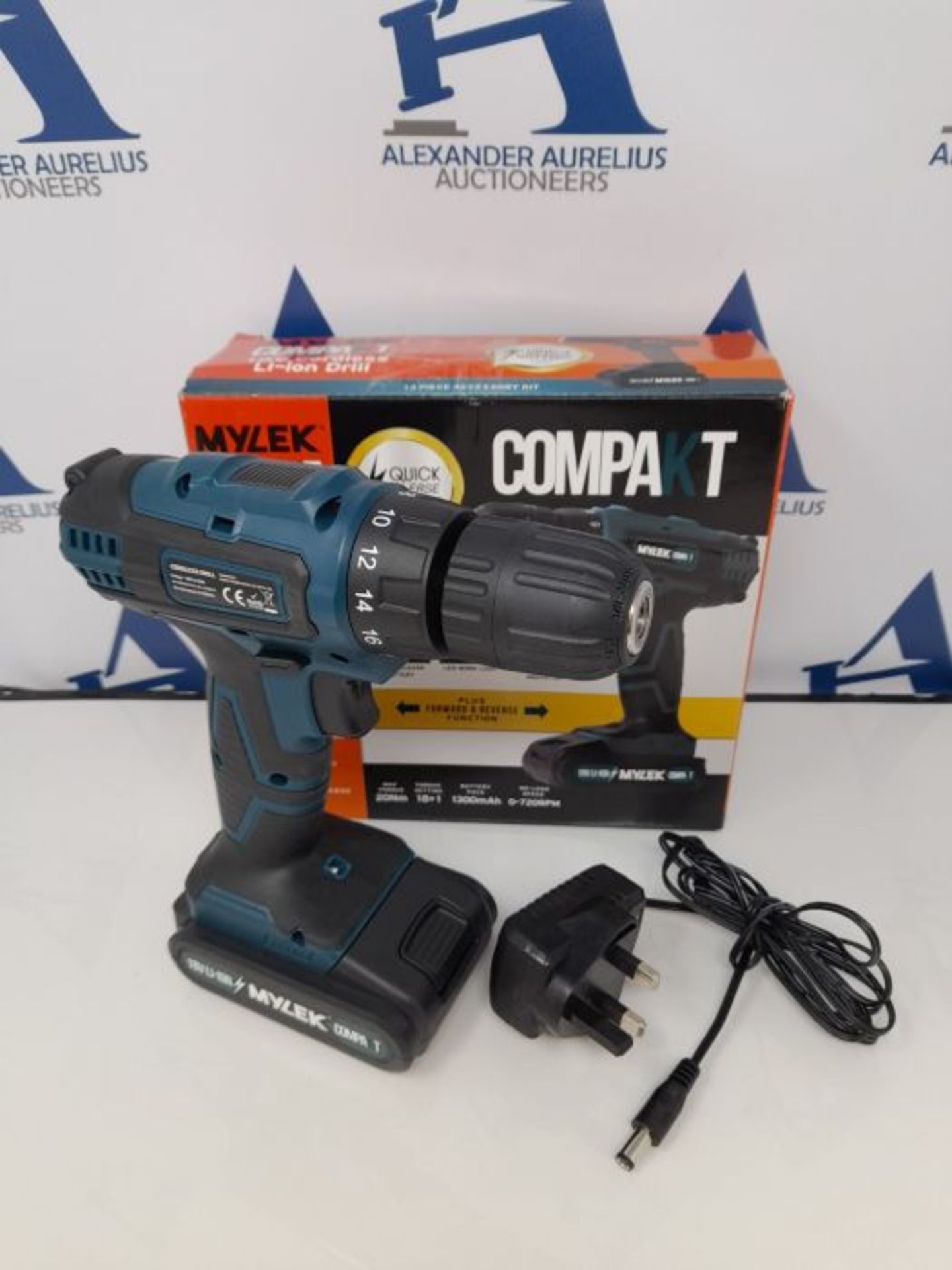 MYLEK MY18VCB 18V Cordless Drill Driver Set, Lithium Ion Battery Pack, Combi DIY 13 Pi - Image 2 of 3