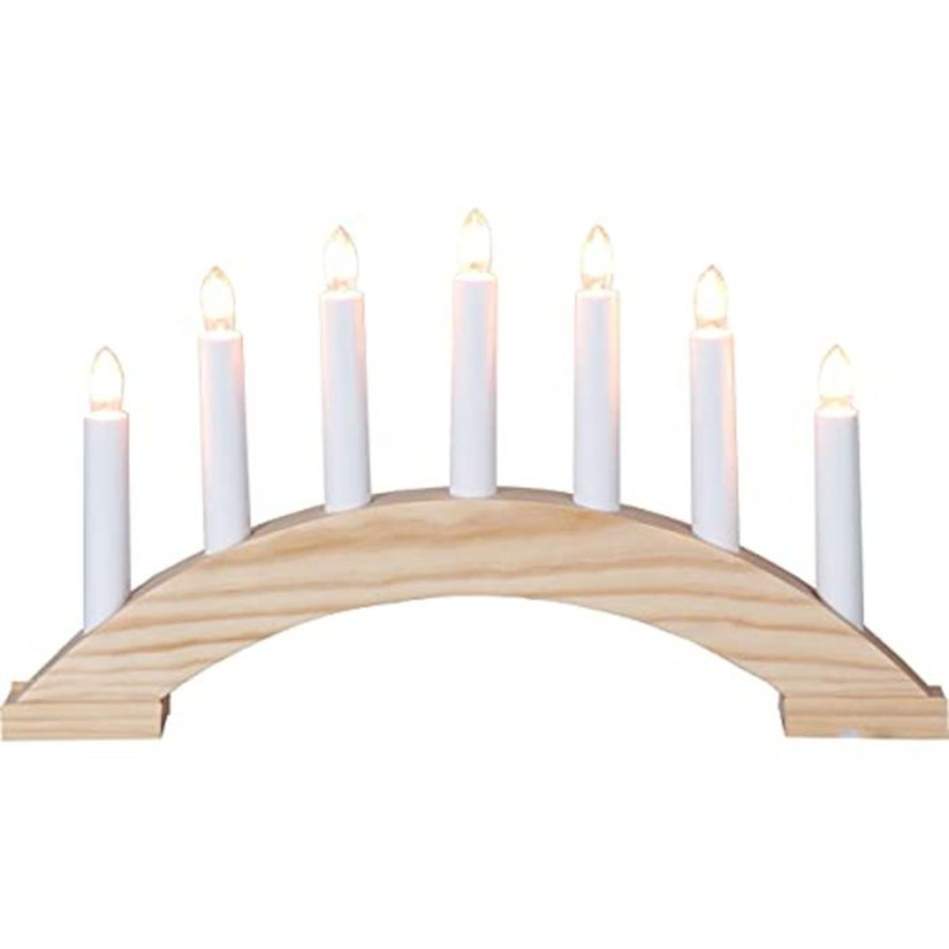 EGLO Christmas Light Arch with 7 Bulbs, Window Light Made of Wood in Natural, Candle A