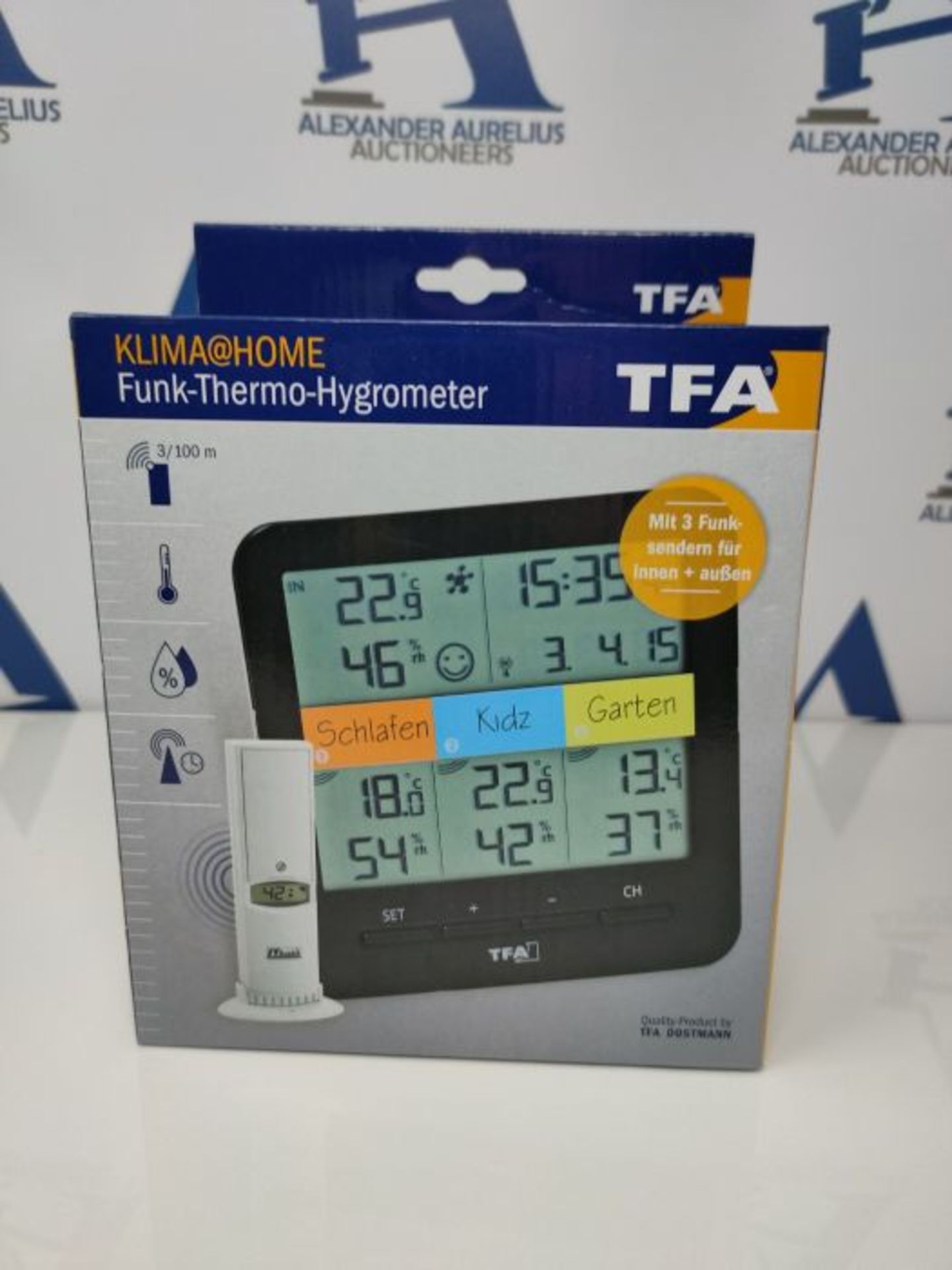 RRP £66.00 TFA Dostmann Klima Home Hygro-Station 30.3060.01 Funk-Thermo-Hygrometer mit 3 Sendern, - Image 2 of 3