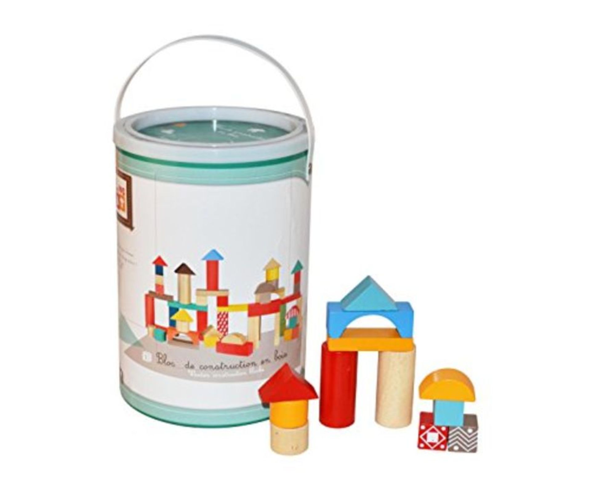 Betoys Timeless Tub of 100 Wooden Building Blocks, educational, Convenient and Colour