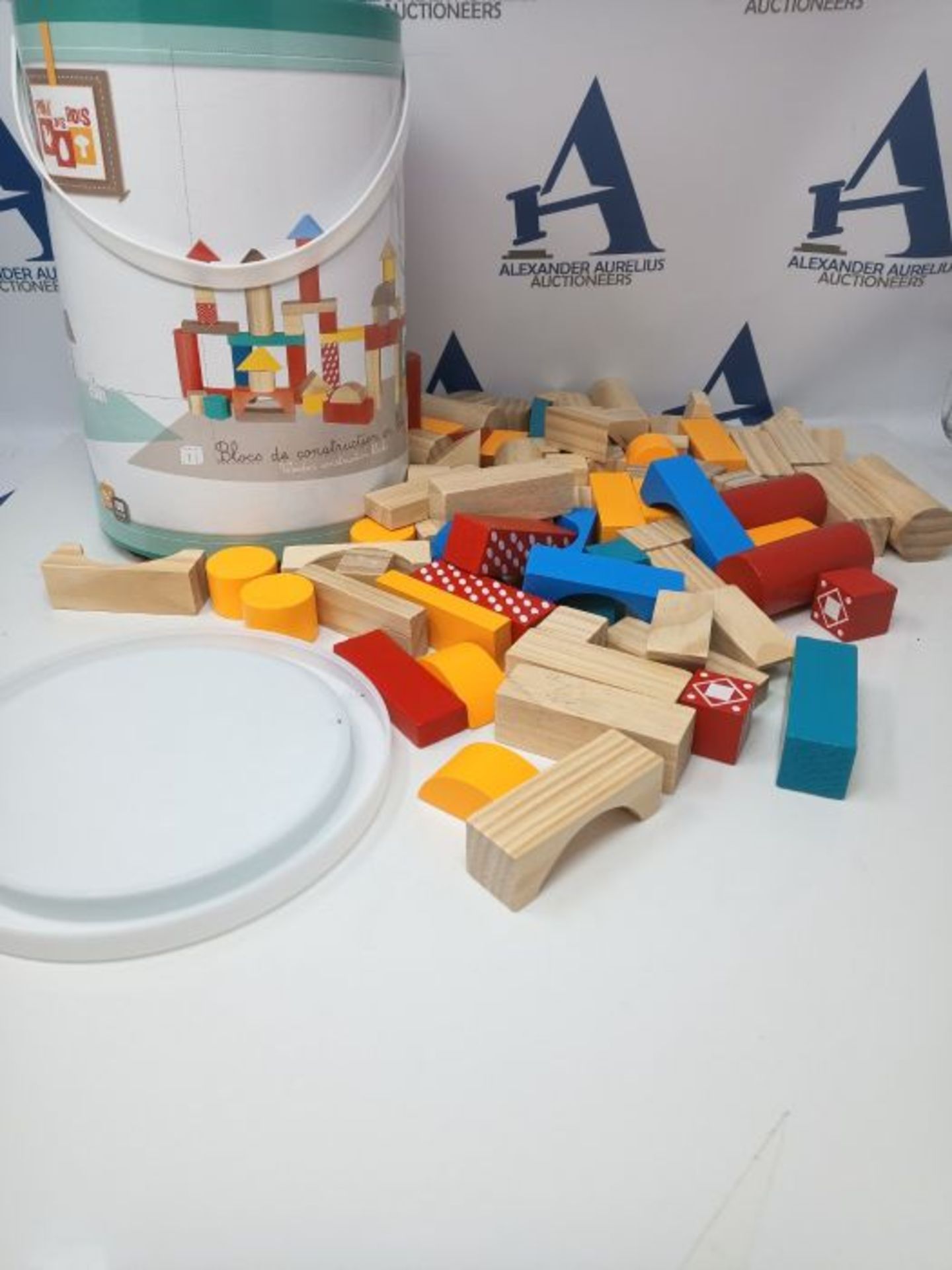 Betoys Timeless Tub of 100 Wooden Building Blocks, educational, Convenient and Colour - Image 2 of 2