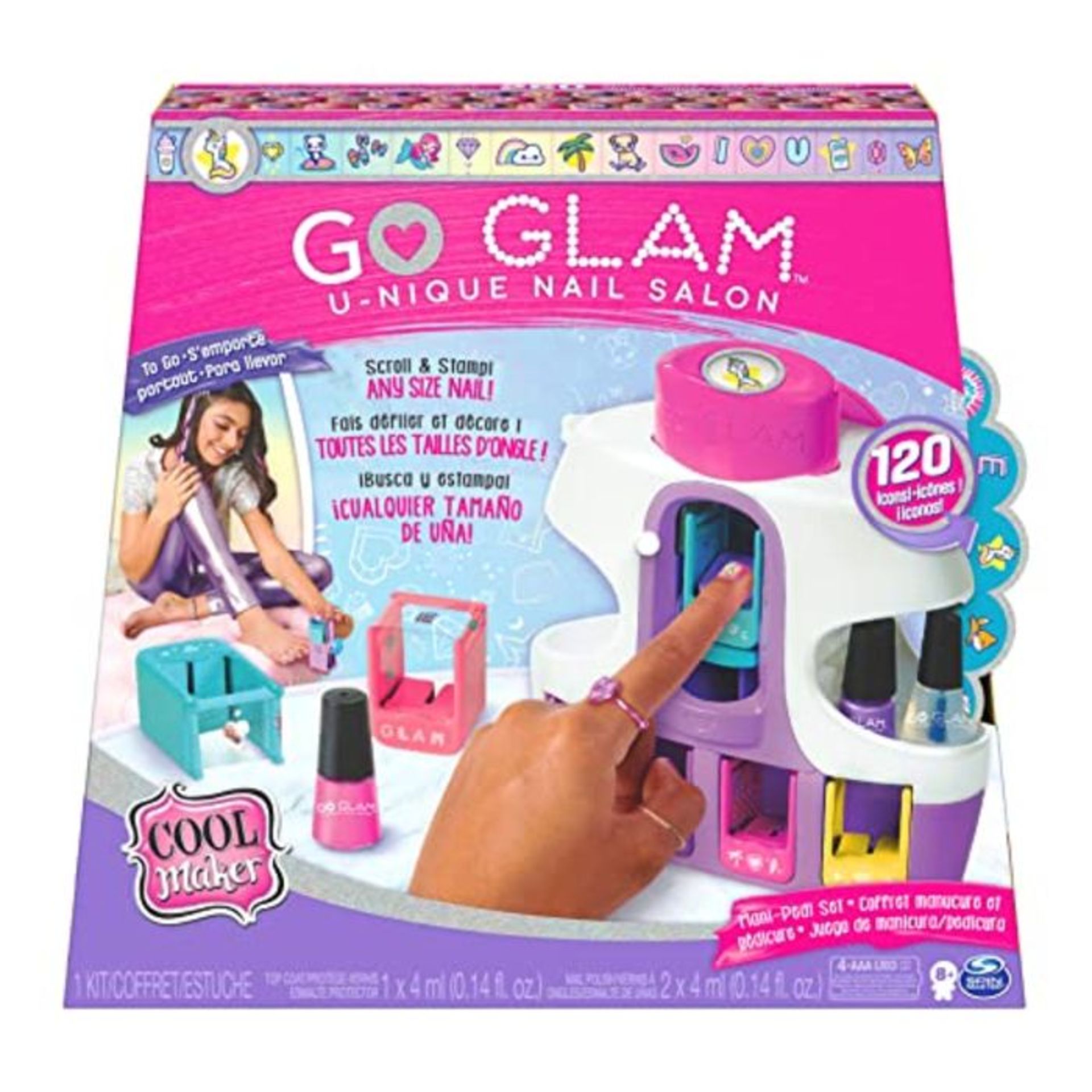 Cool Maker GO GLAM U-nique Nail Salon with Portable Stamper, 5 Design Pods and Dryer,