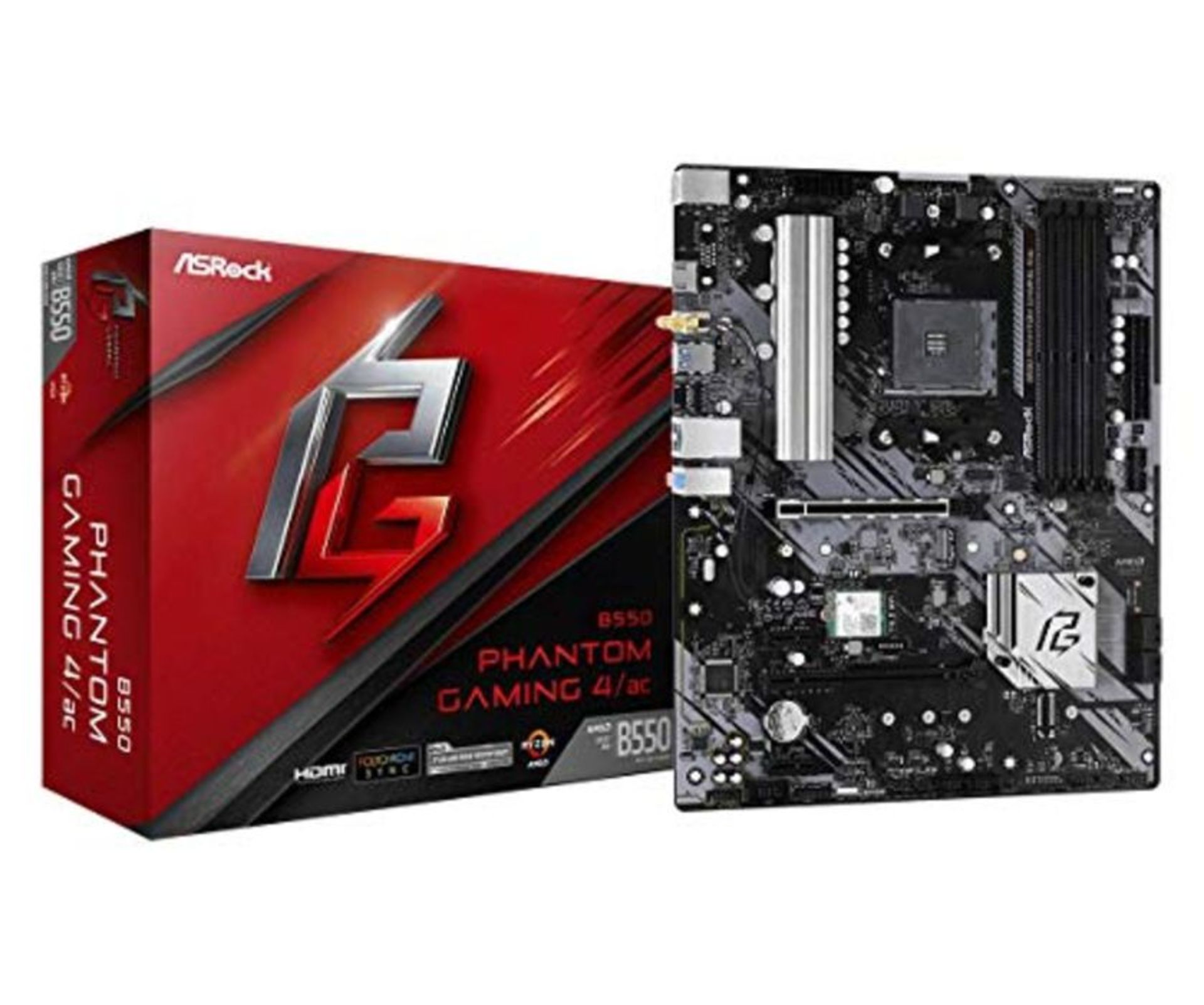 RRP £109.00 Asrock B550 Phantom Gaming 4/AC Motherboard, Supports 3rd Gen AMD4 Ryzen, PCIe 4.4