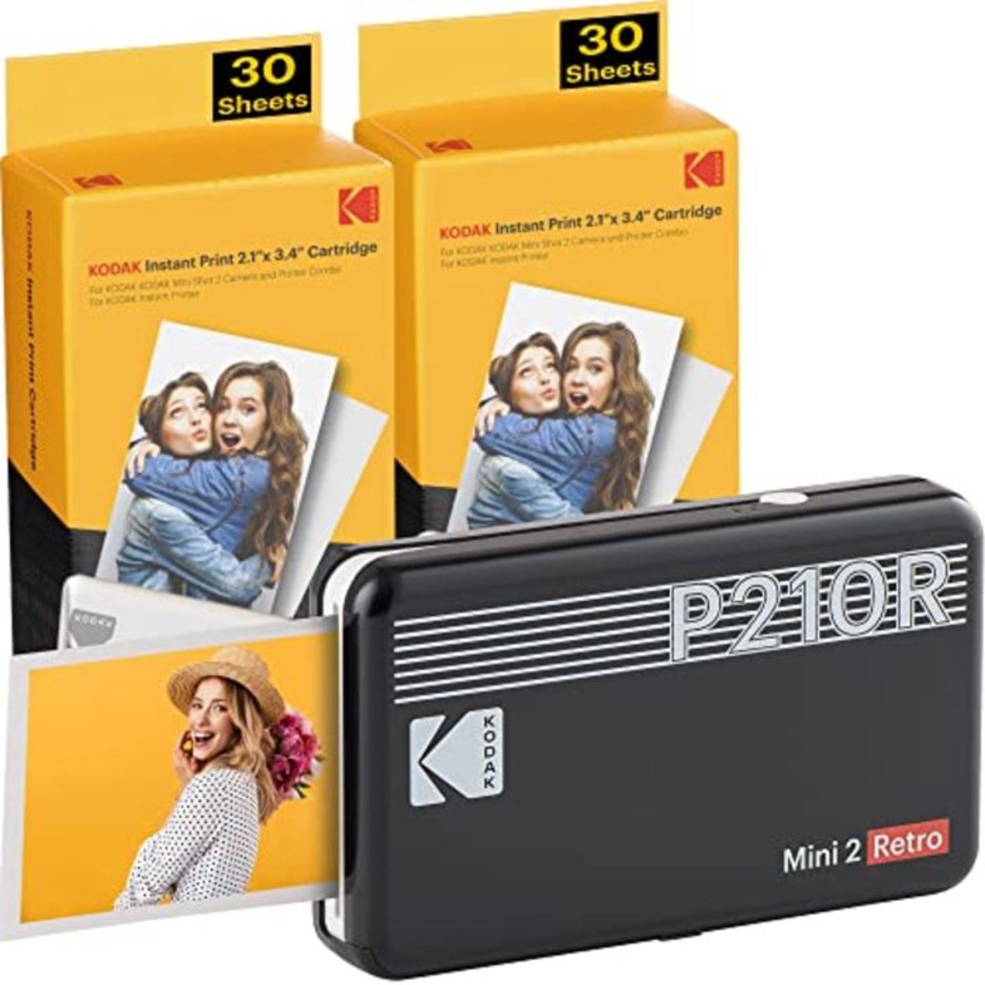 RRP £107.00 Kodak P210 Mini 2 Retro, Mobiler Fotodrucker, Kompatibel mit Smartphone (iOS & Android