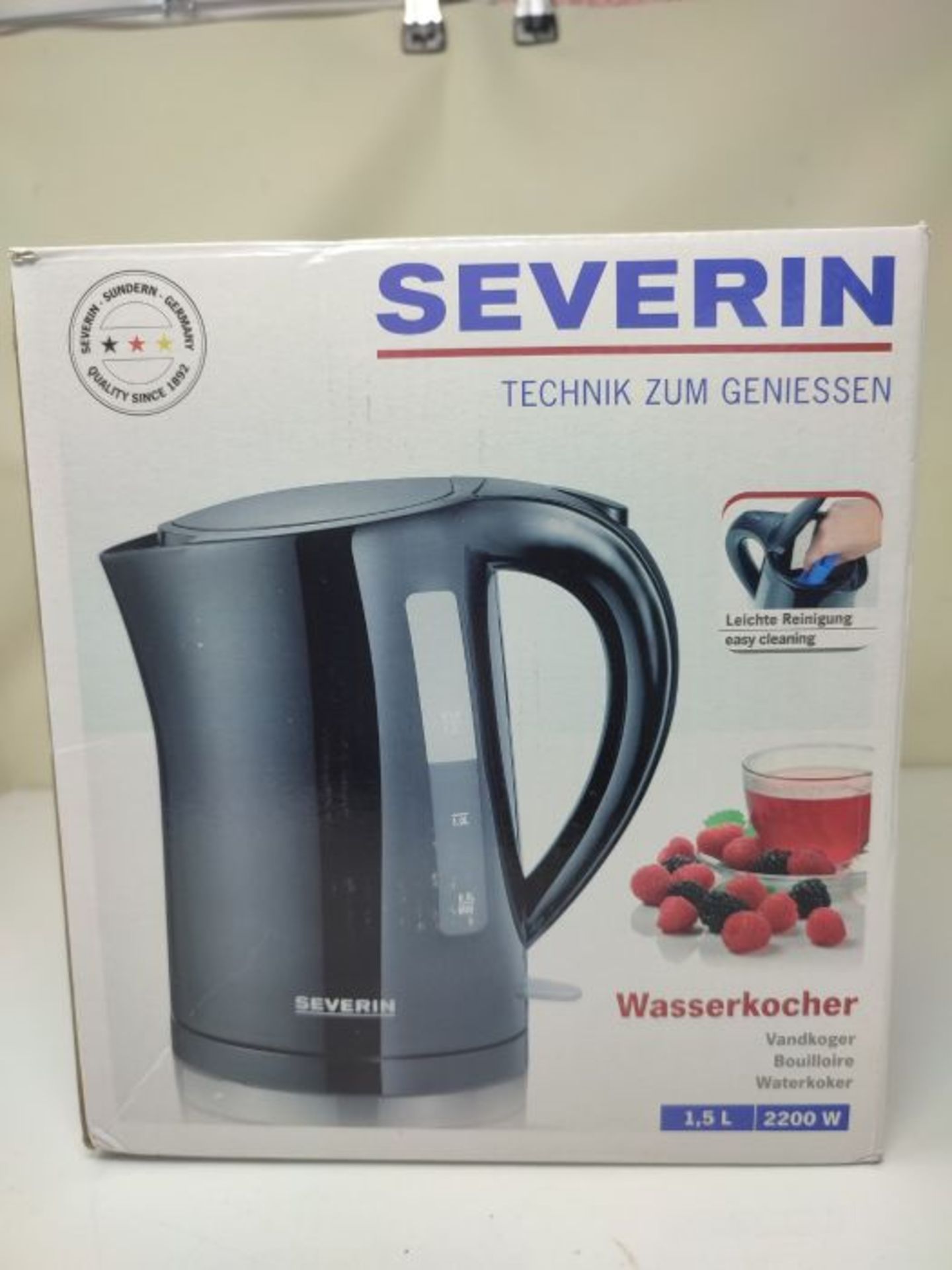 Severin Jug Electric Kettle with 2200 W of Power WK 3498, Black - Image 2 of 3