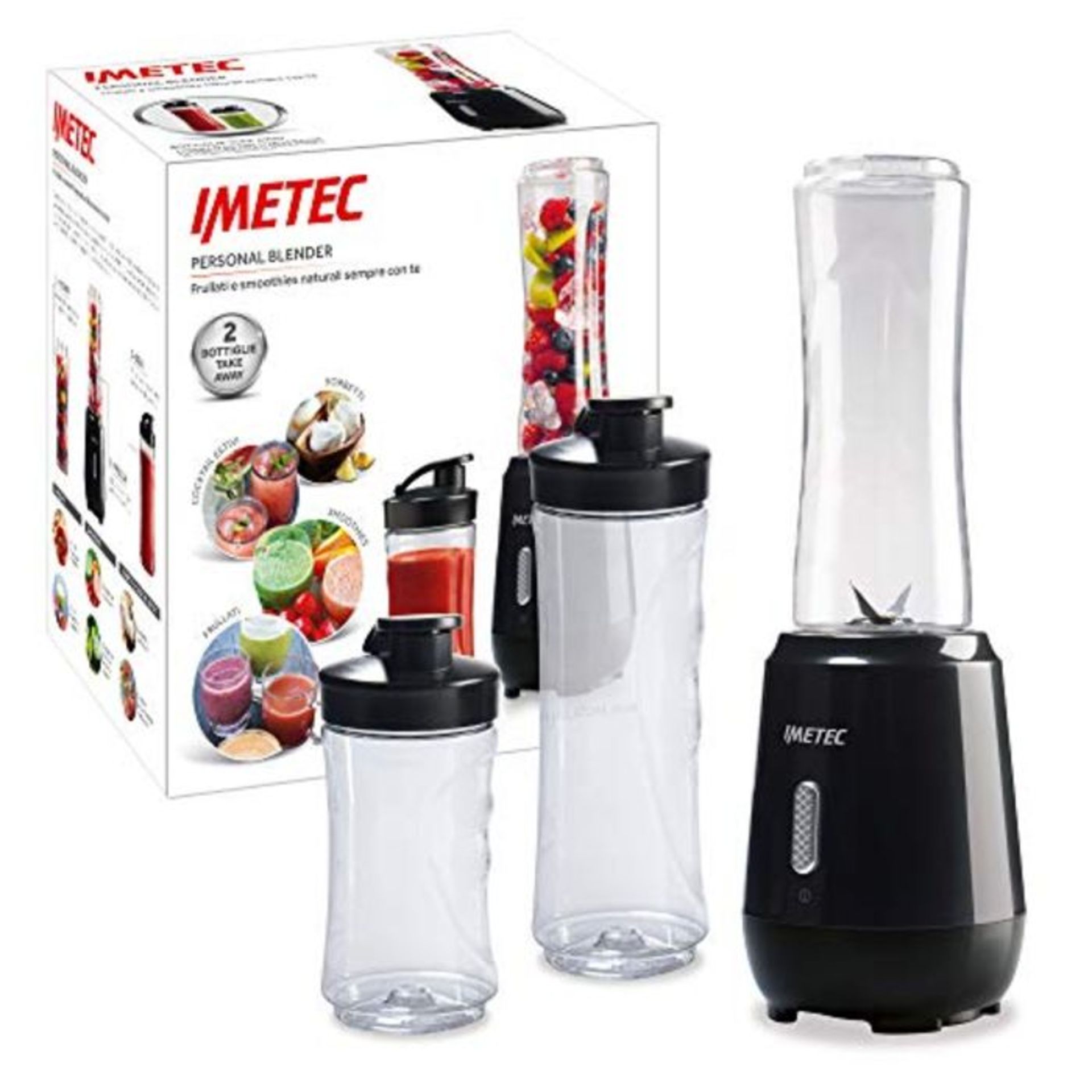 Imetec PB 100 Glass Blender 0.6L Black 250 W - Blender (Glass Blender, 0.6 l, Bla