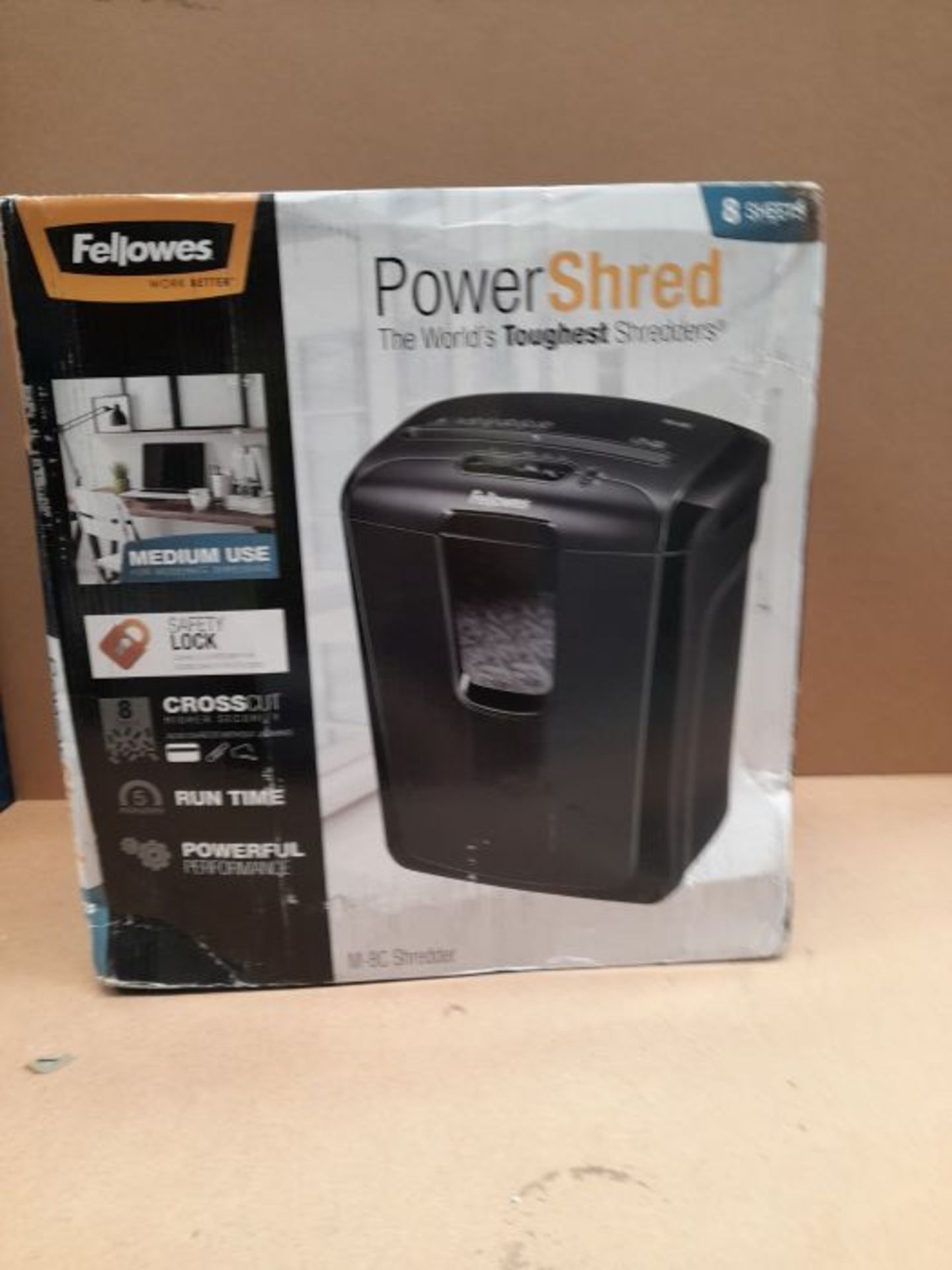 Fellowes Powershred M-8C 8 Sheet Cross Cut Personal Shredder with Safety Lock - Image 2 of 3