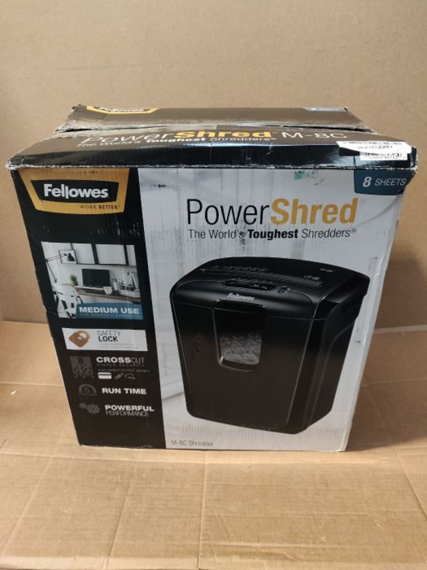 RRP ?54.00 Fellowes Powershred M-8C 8 Sheet Cross Cut Personal Shredder with Safety Lock - Image 2 of 3