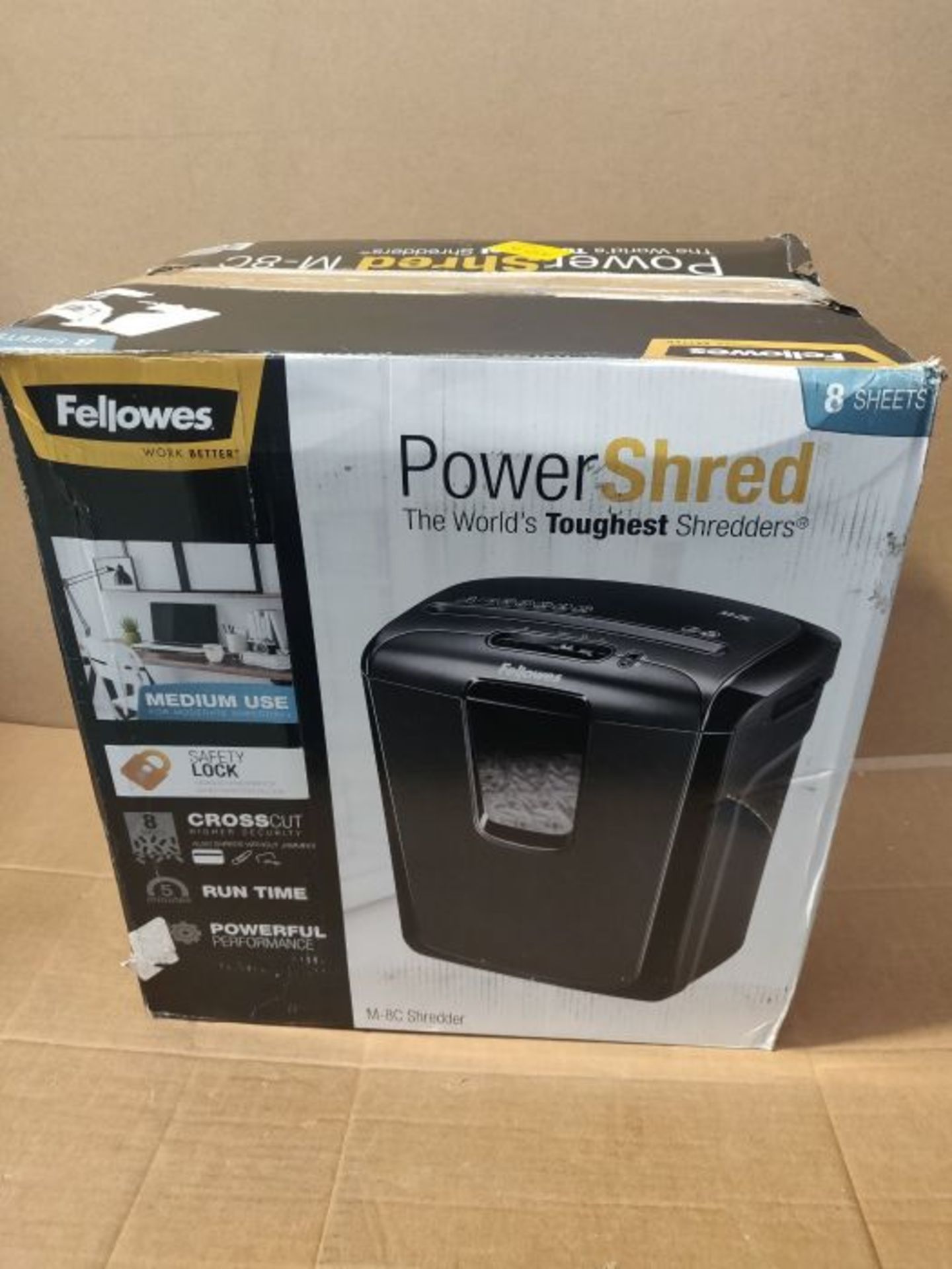 RRP ?54.00 Fellowes Powershred M-8C 8 Sheet Cross Cut Personal Shredder with Safety Lock - Image 2 of 3